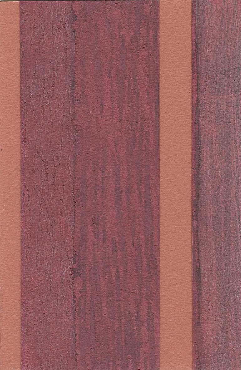 Acrylic painted paper collage.  Size 19 cm by 12 cm.  Three textured columns in dull pink and grey on a dull pale orange background.  The first two are painted on the same paper with the first one measuring 2.5 cm and the second 4.5 cm. The paper is glued 1cm in so that the dull orange background shows like a column.  The first pink column has been scored into in short downward wavy strokes and is paler than the next one which has larger textured downward strokes too.  Next is 1.5 cm of the dull orange background with the end column pale with a thin darker pink downward line at the beginning.  This has straighter downward strokes and is smoother.