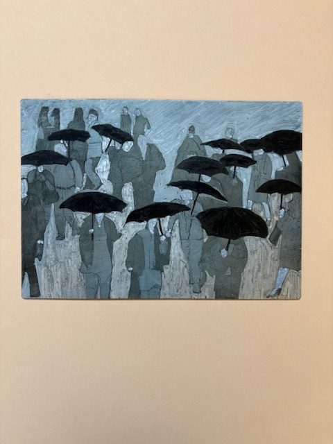 Acrylic on one of my old aquatinted etching plate