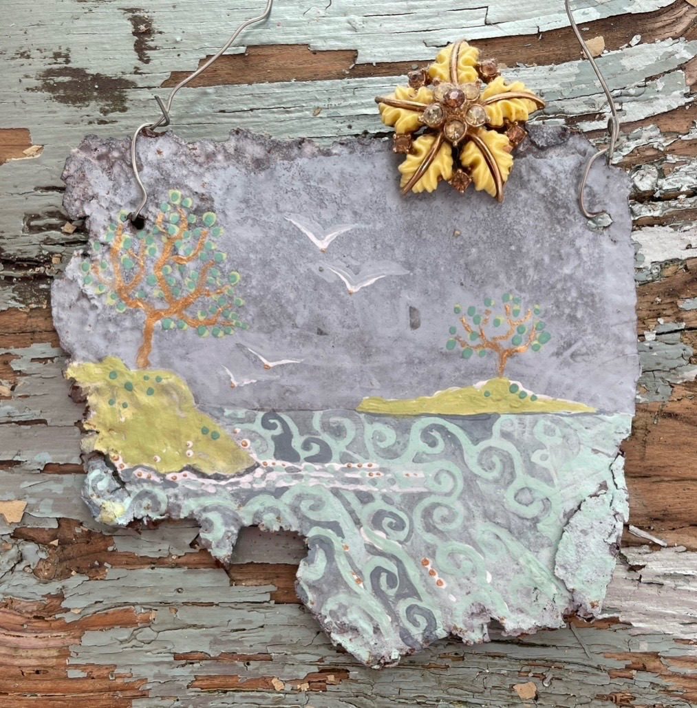 Acrylic on old car part