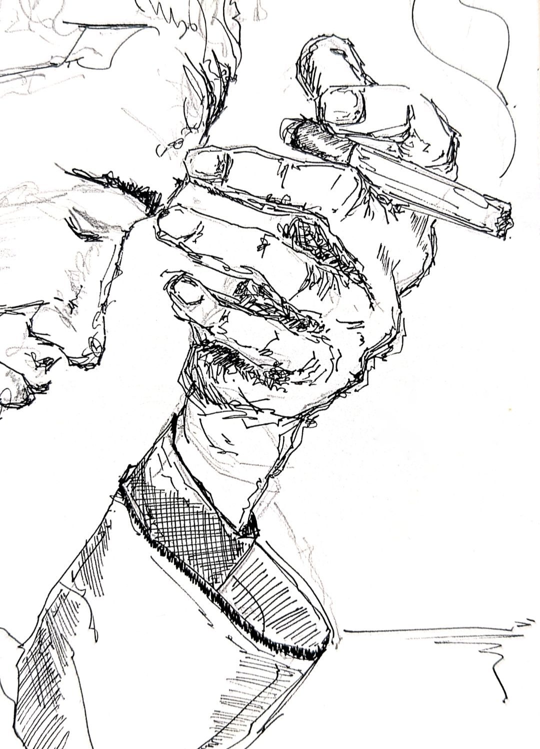 A sketch on how the thoughts go rushing backwards after each puff