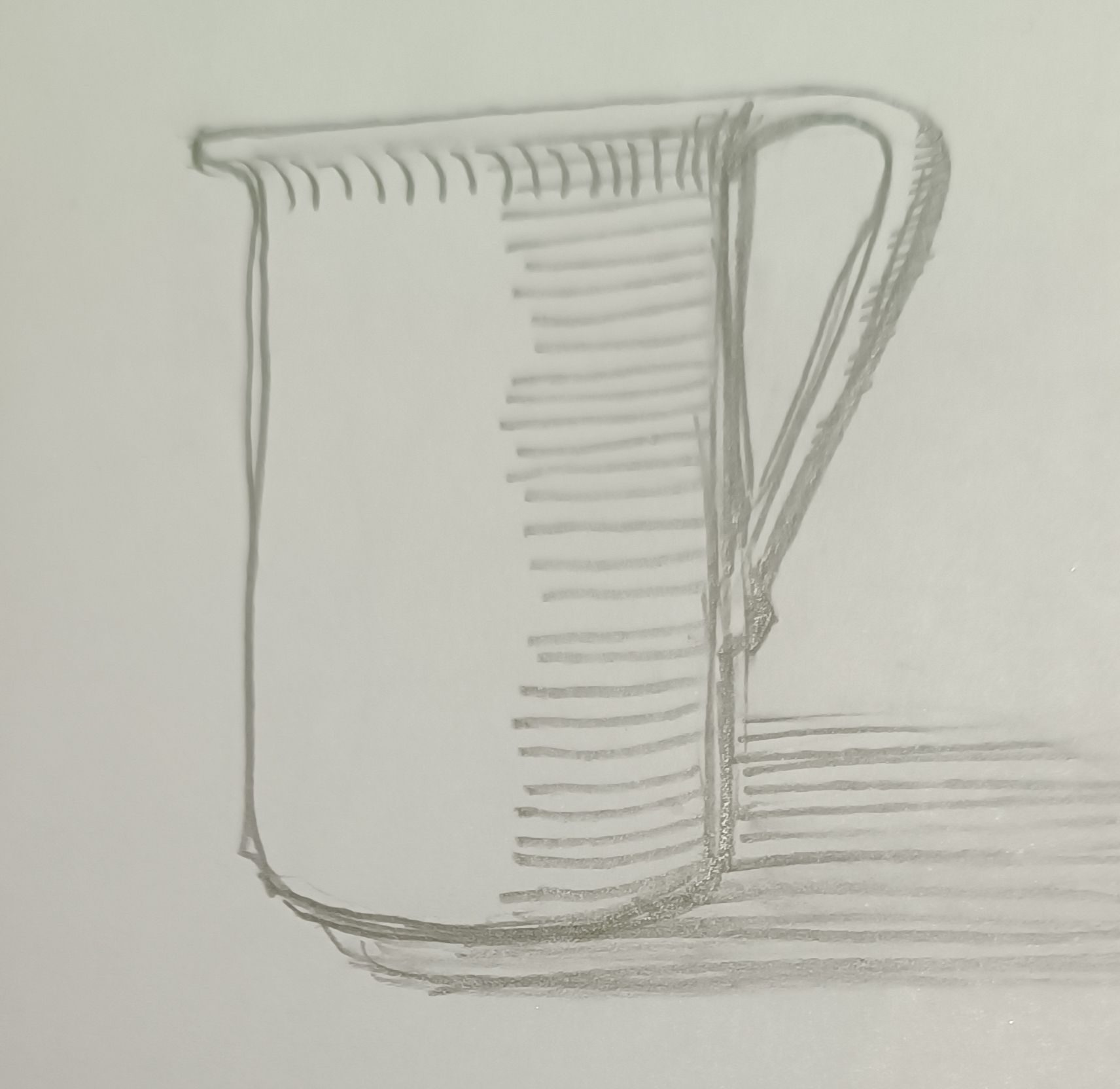 Graphite drawing on cream paper of a small milk jug