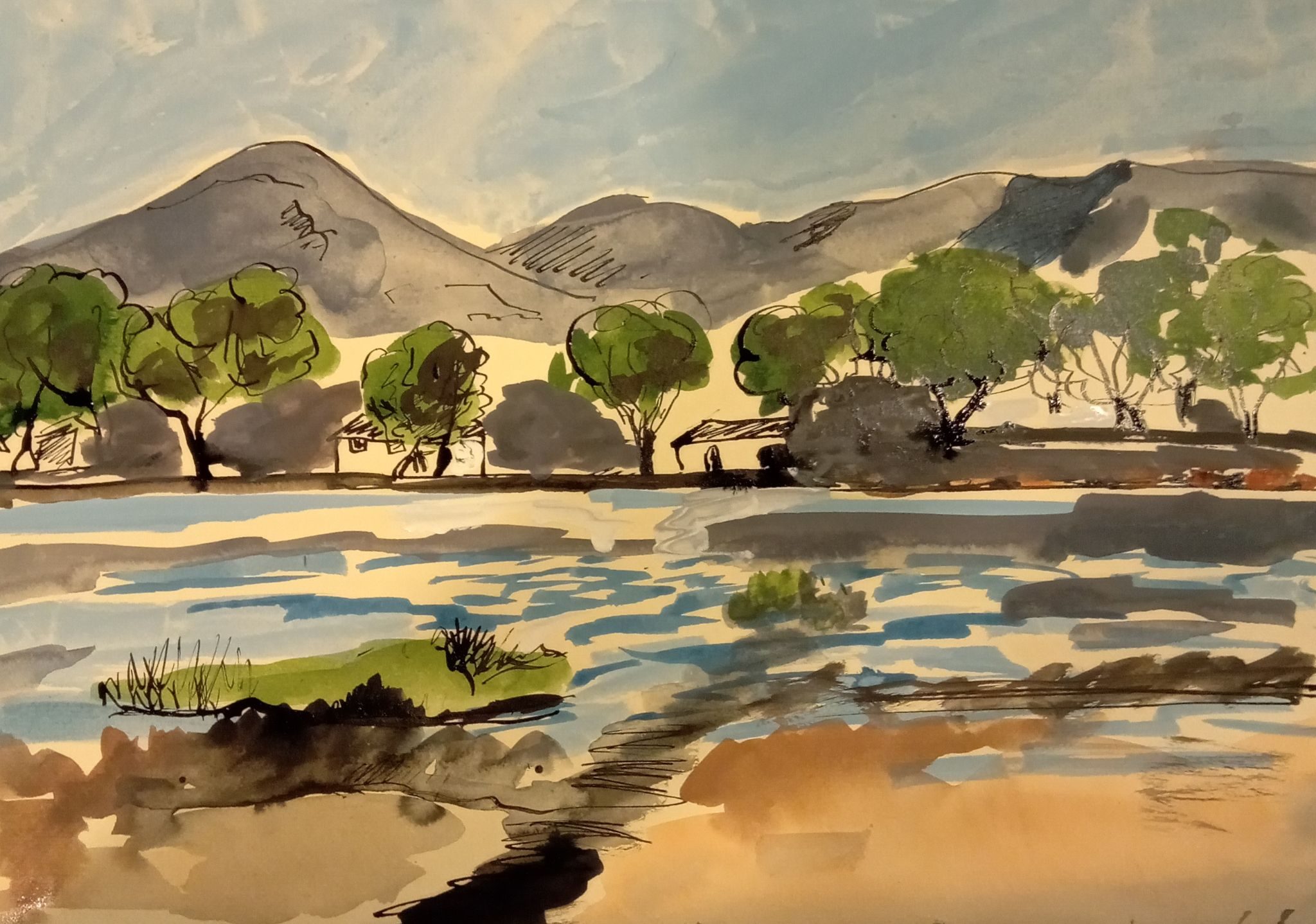 Ink, gouache on toned A4 paoer