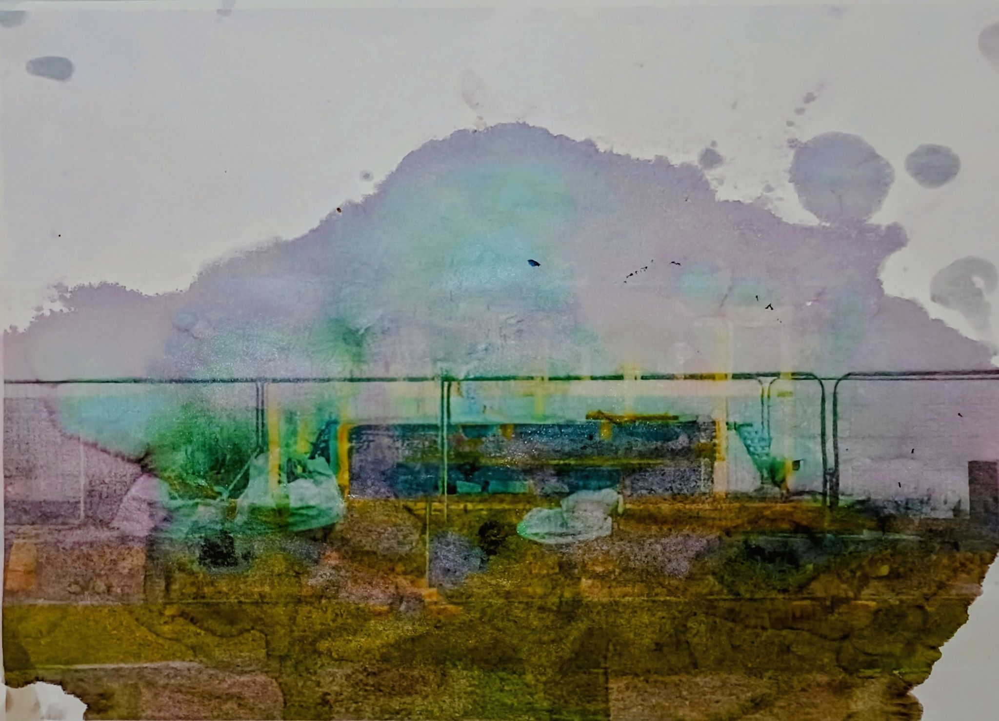 Abstracted image of a shelter by the beach
