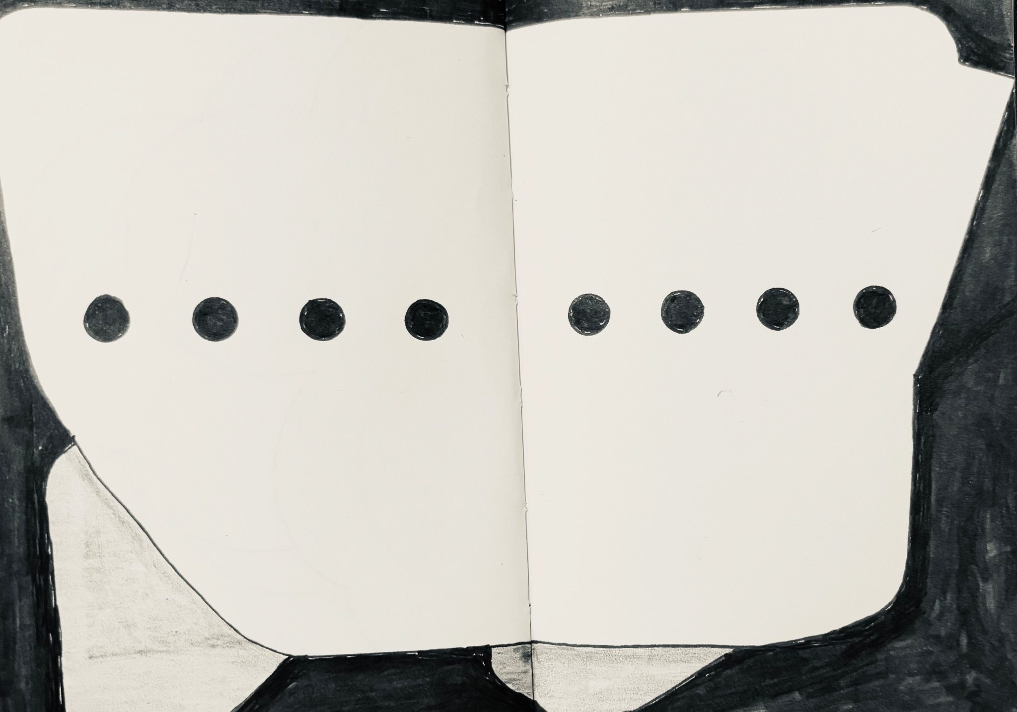 Notebook drawing using cherry tomato packaging as a template