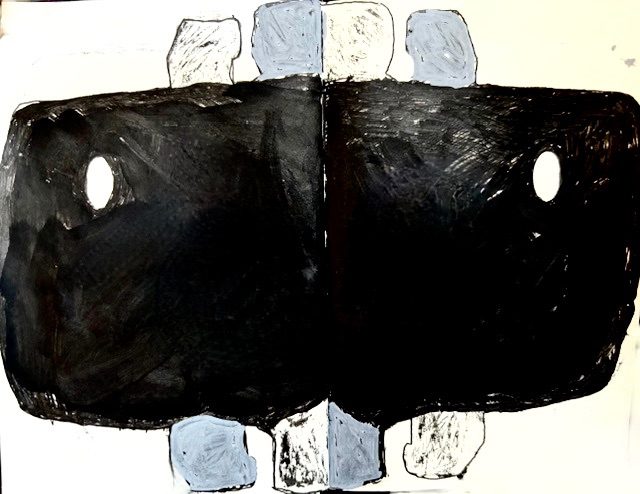 notebook drawing based on unfolded avocado pack