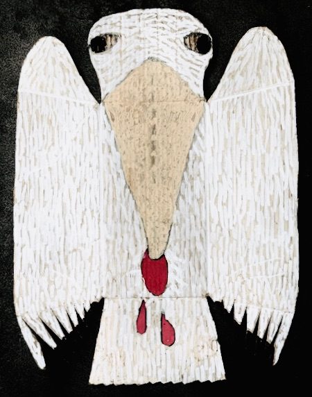 acrylic pen on unfolded cardboard food container