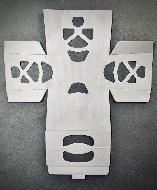 painted unfolded cardboard orange box