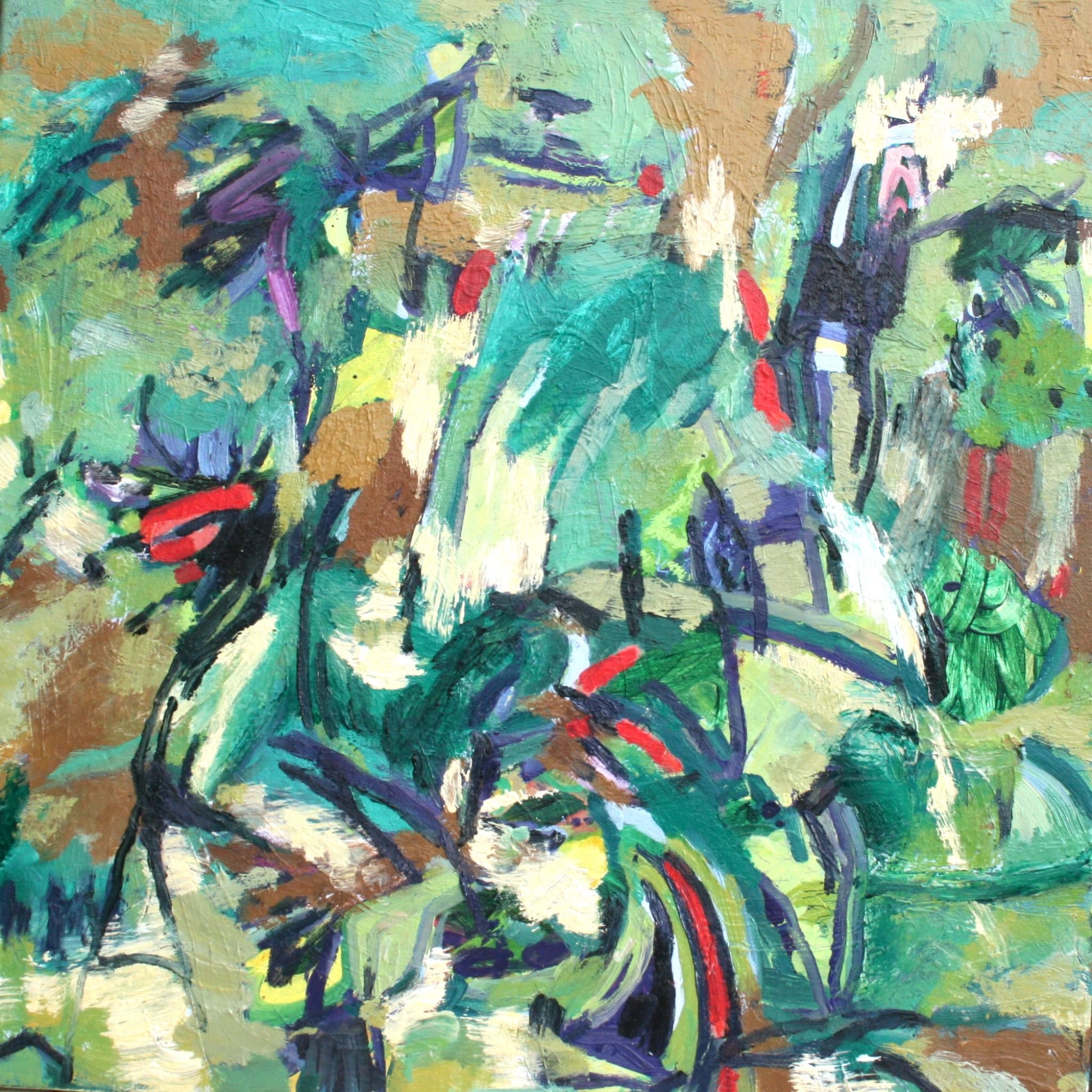 acrylic, oil on canvas - colours, energy, layers and texture