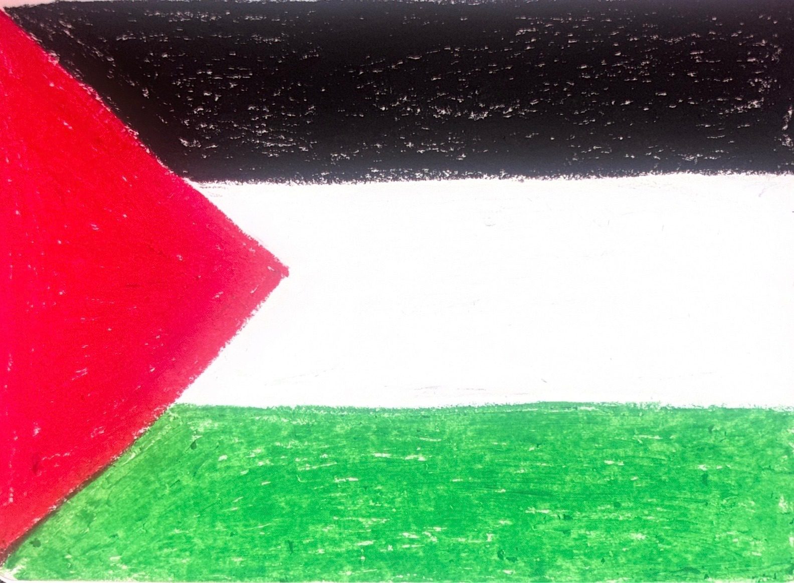 Palestinian flag drawn in oil pastel