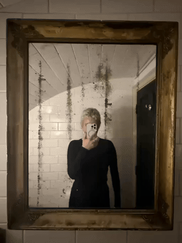 gif of a woman dancing in the mirror