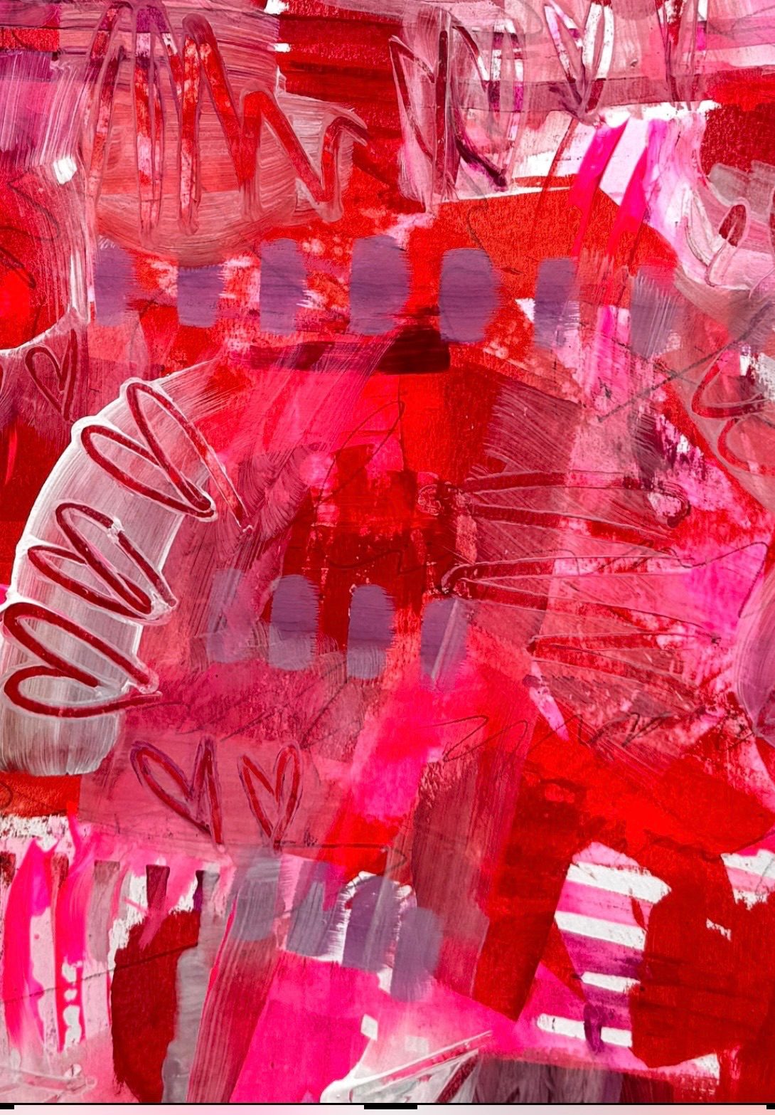 Red, pink, hearts, abstract