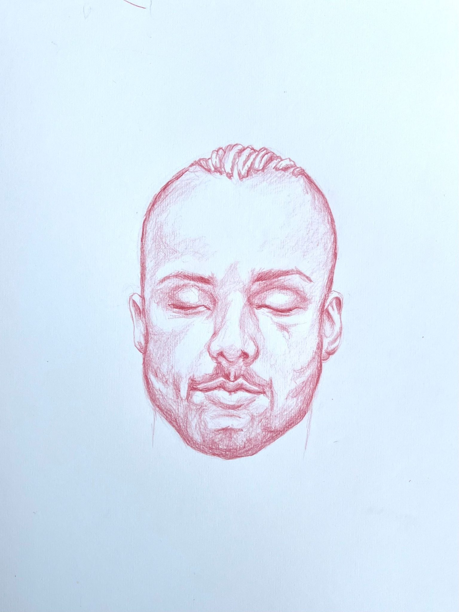 Coloured pencil portrait of male head