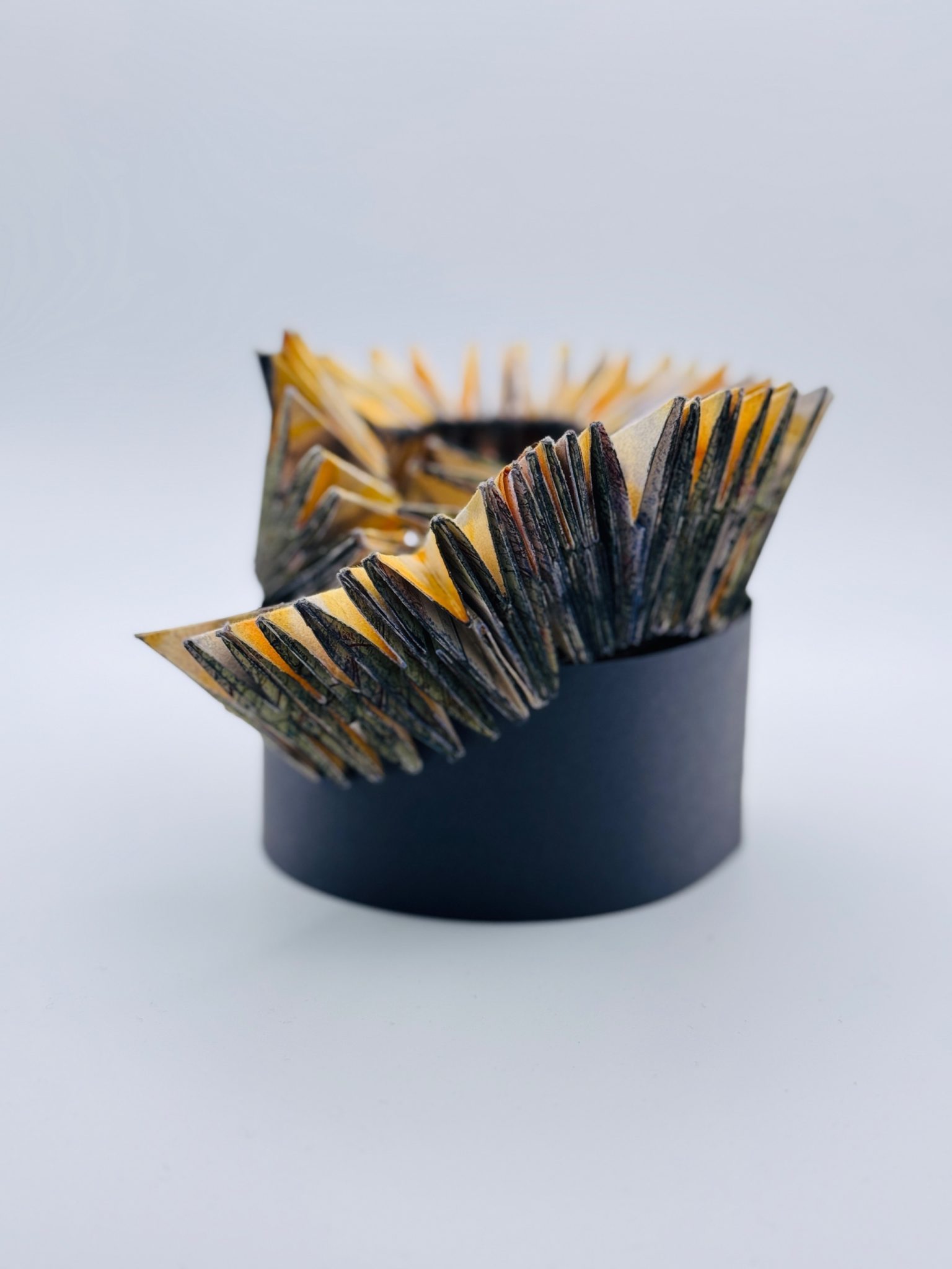 Turkish folded book made from vintage maps. Dipped in ink.