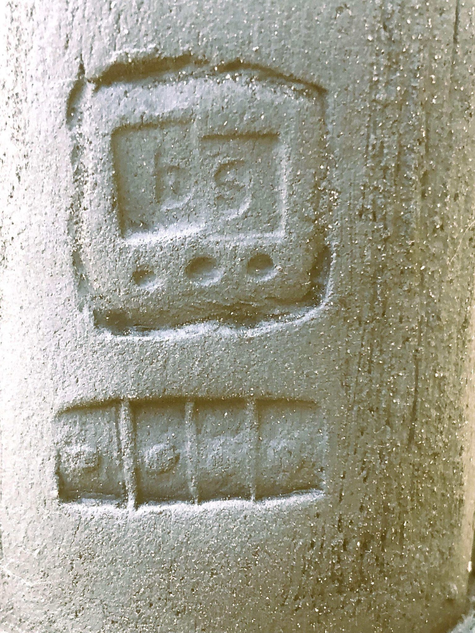 Mark making on unfired clay slab pot