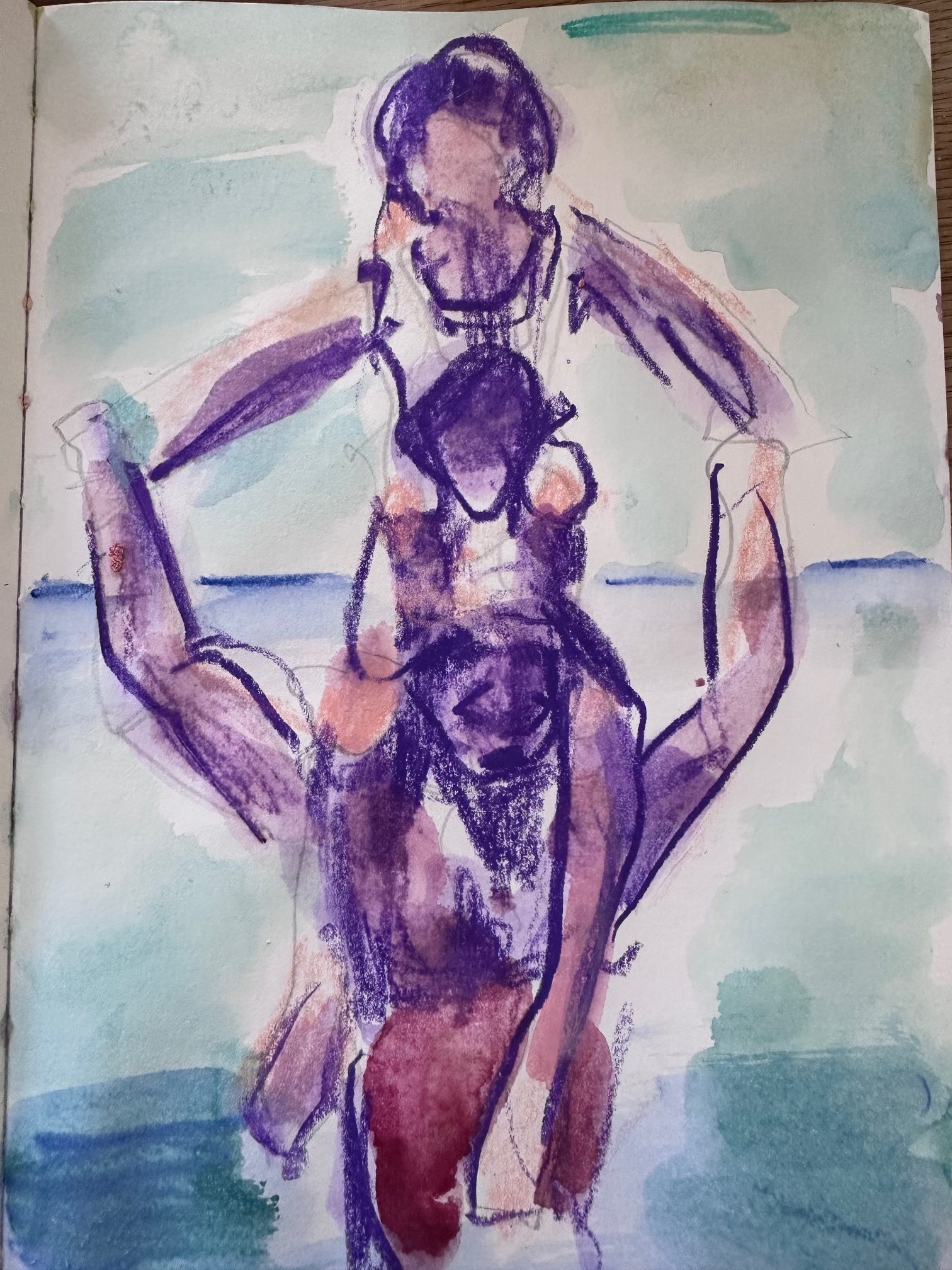 Watercolour semi figurative sketch