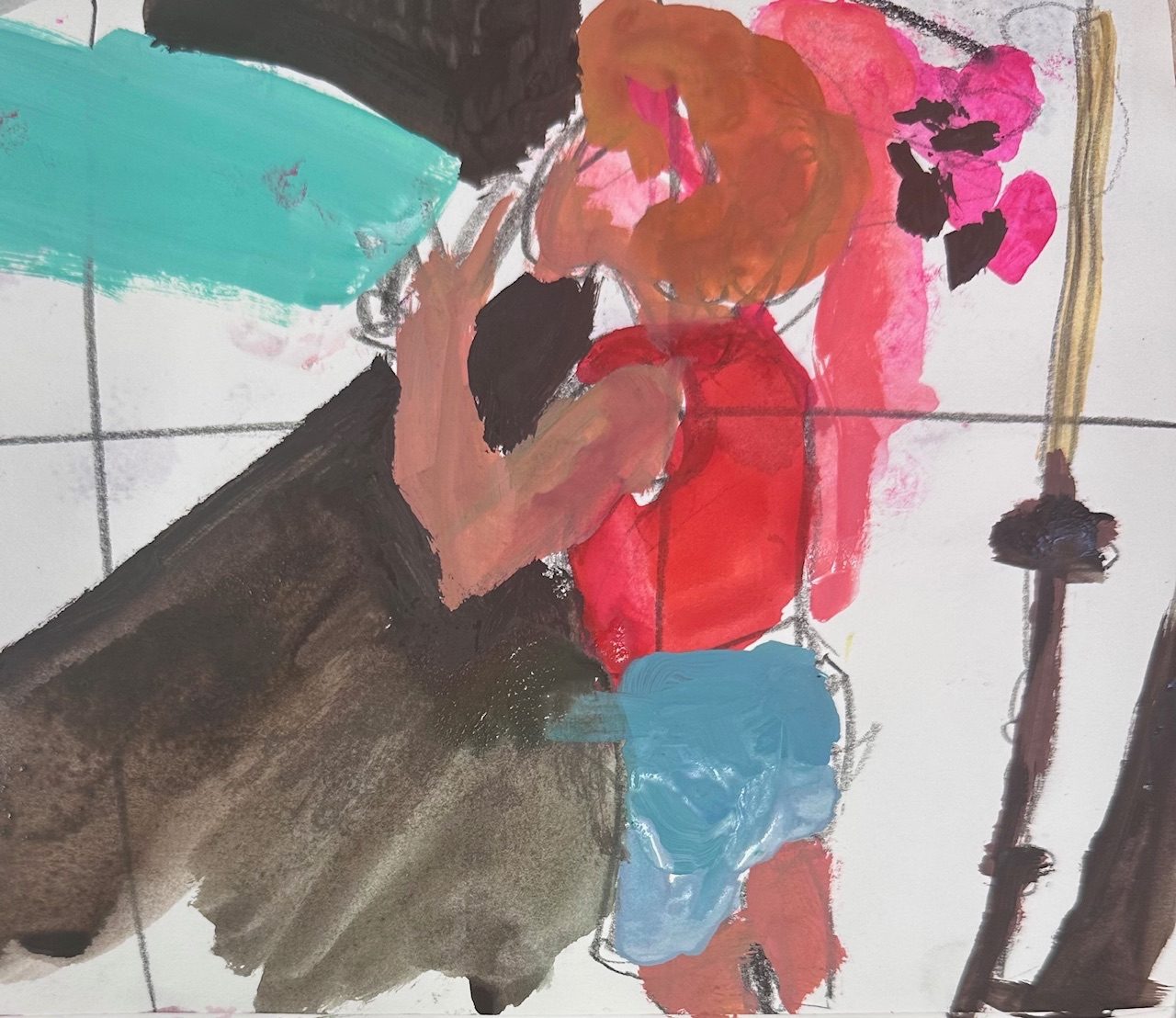 Gouache figurative sketch