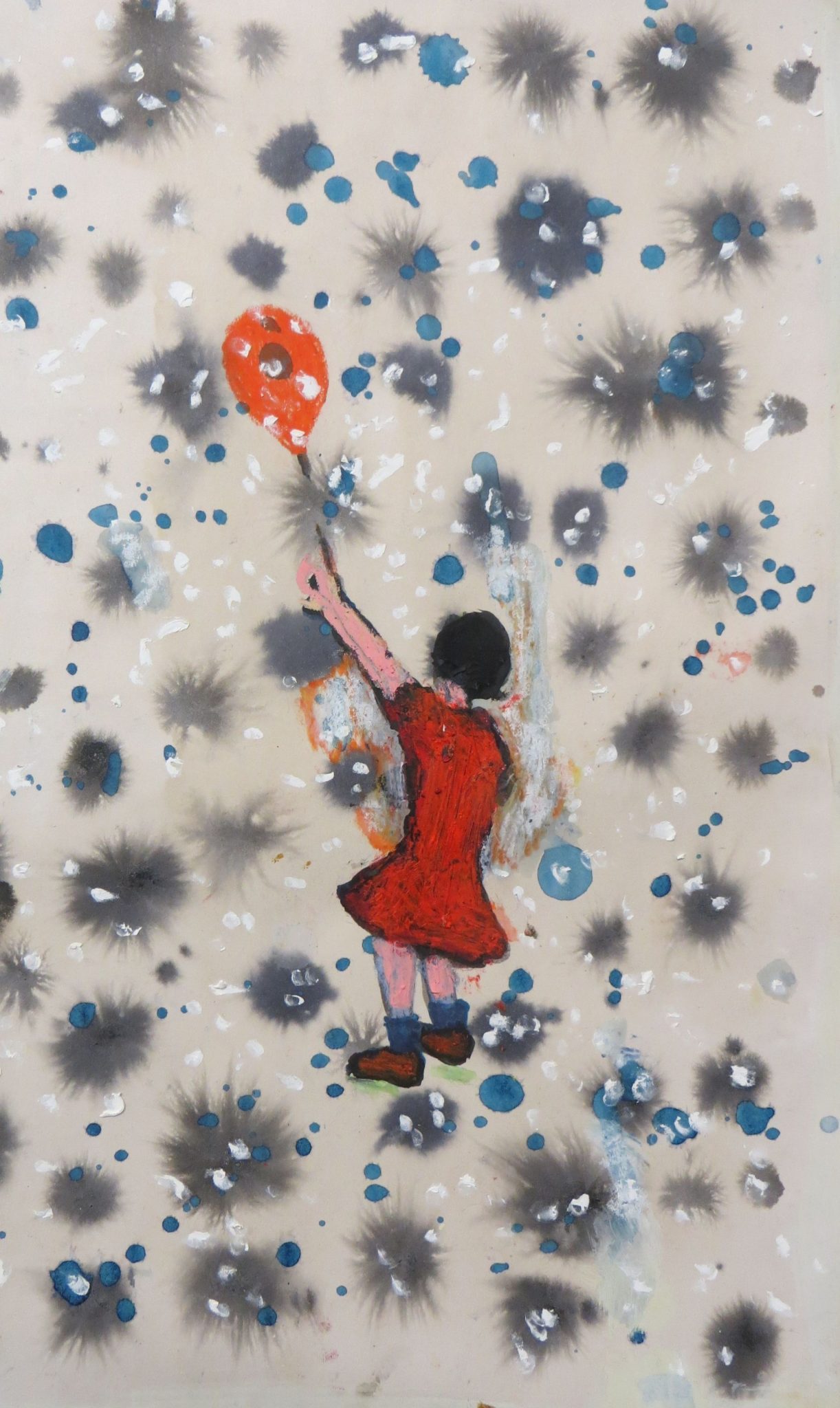 Ink, acrylic, oil crayon, pastel on paper