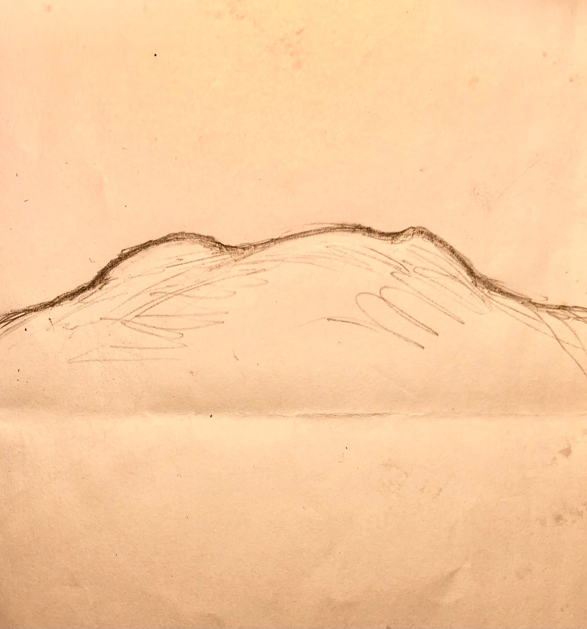 Graphite line drawing a horizontal, undulating line