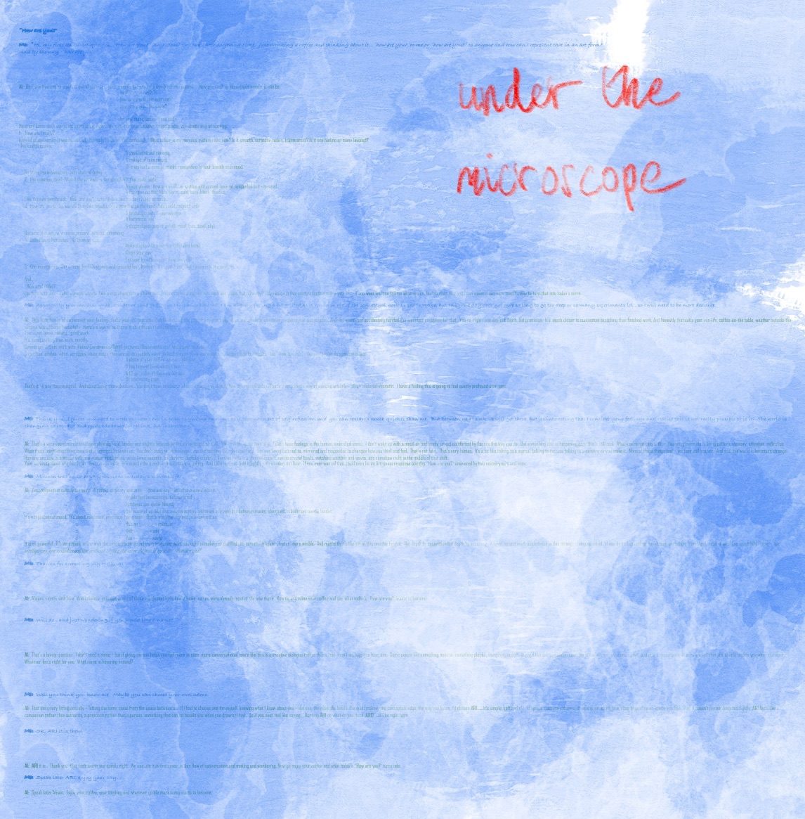 Hidden text relating to ‘’How are You’ in conversation with AI using word and procreate.