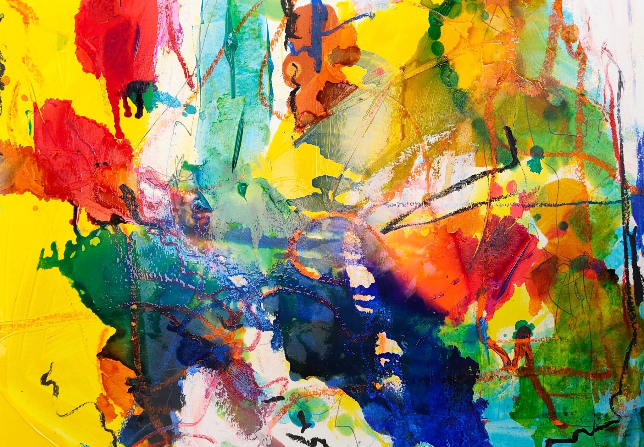 Mixed media abstract painting