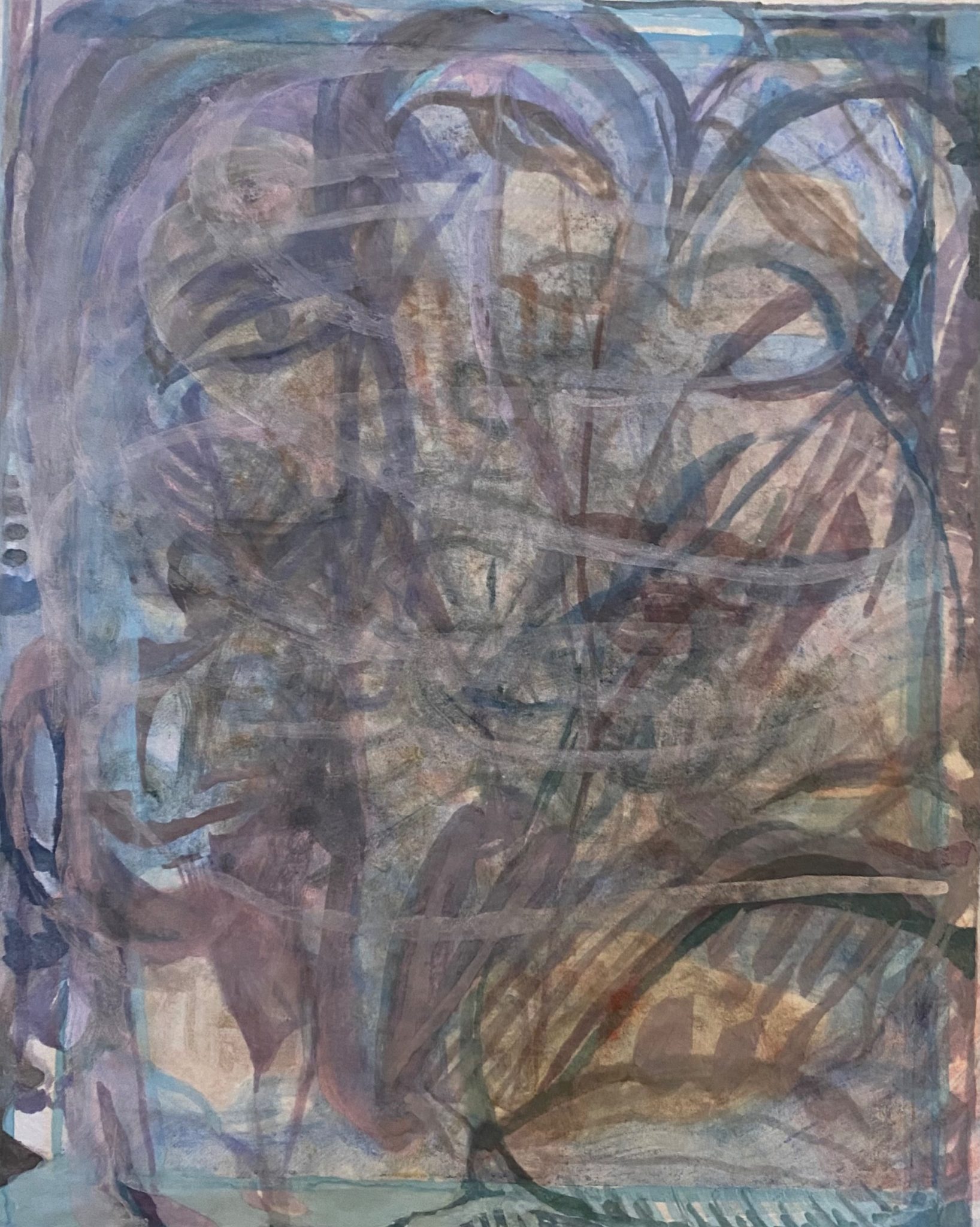 Watercolour over failed monoprint