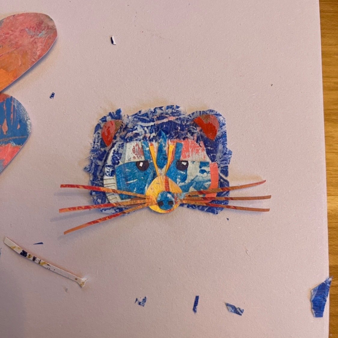 Collage racoon head, made from old paintings