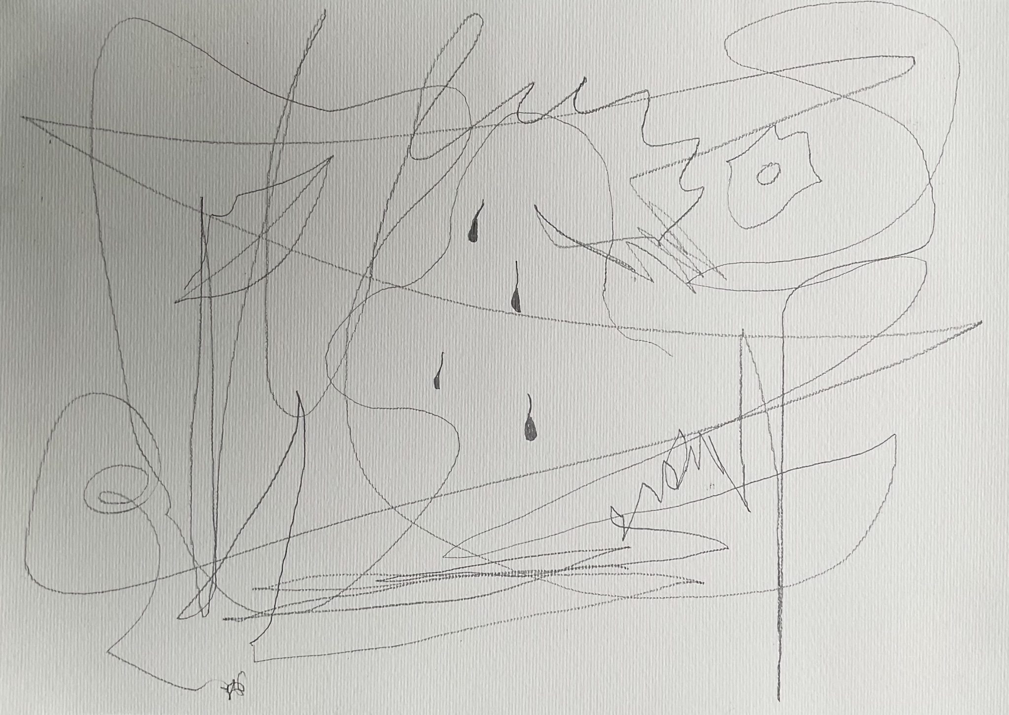 Artists pencil scribbles on paper to the music Black Tears by Imelda May