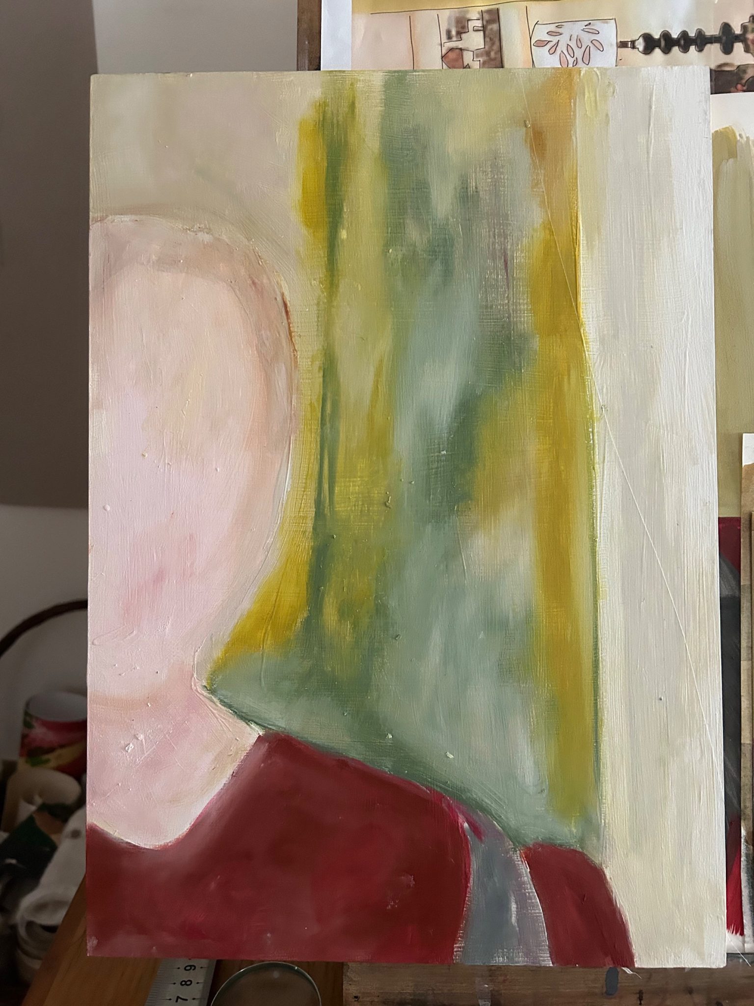 oil painting of self portrait (with no features)