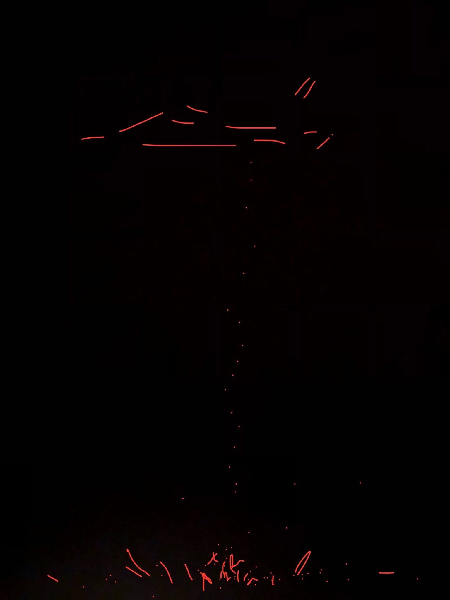 Unseen forces fall from afar, quiet, uneven, unstoppable. The ground bears the traces: disruption, fear, absence. Power moves invisible, but its effects hit immediately.