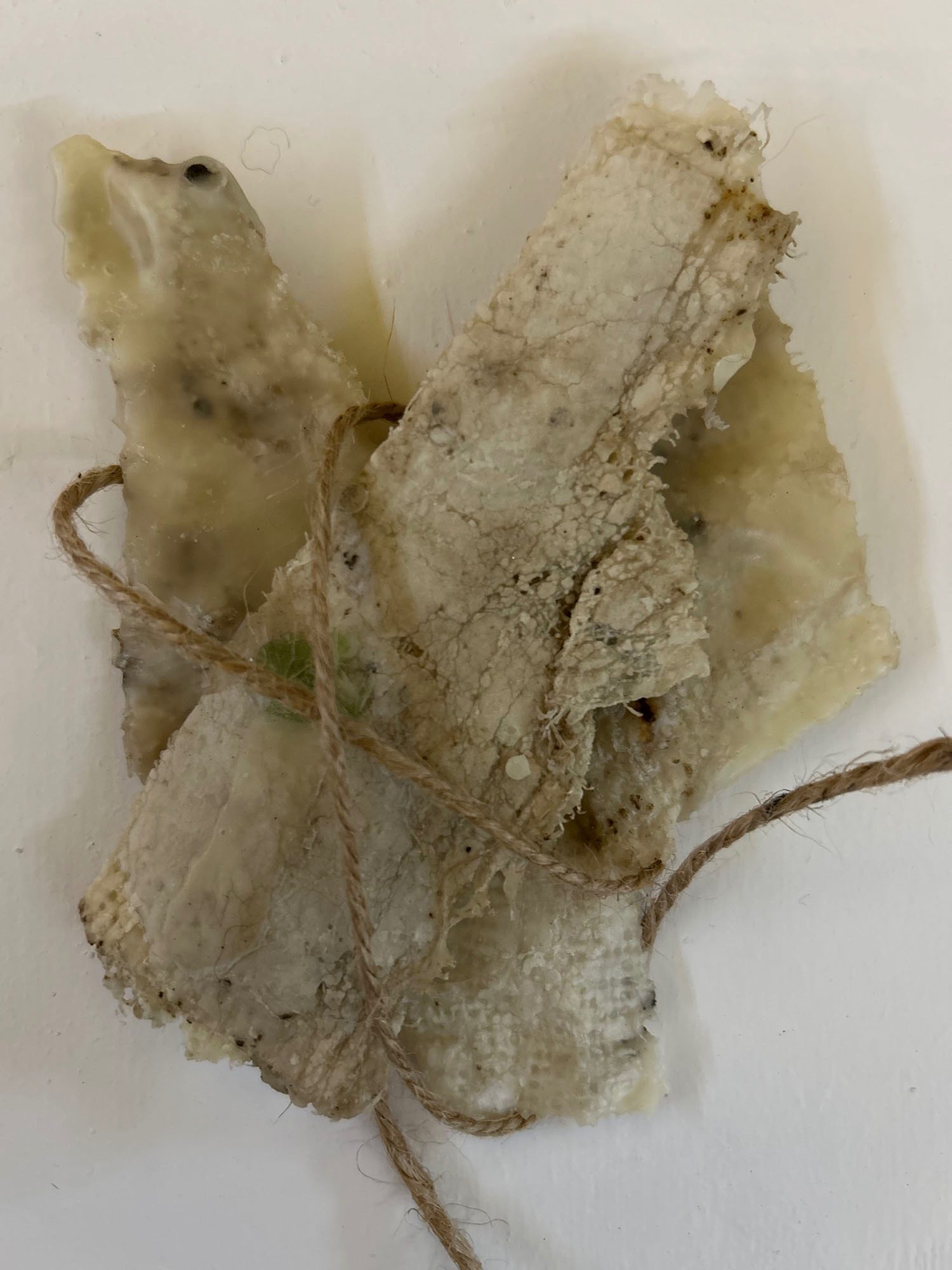 Broken down waxed mould with hemp cord