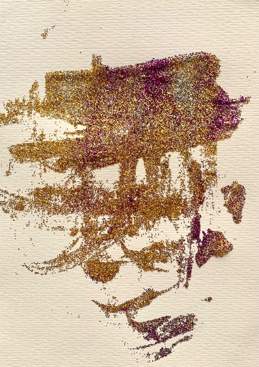 Made blindfolded. Materials were applied to paper without visual reference, allowing form to emerge through touch and movement.