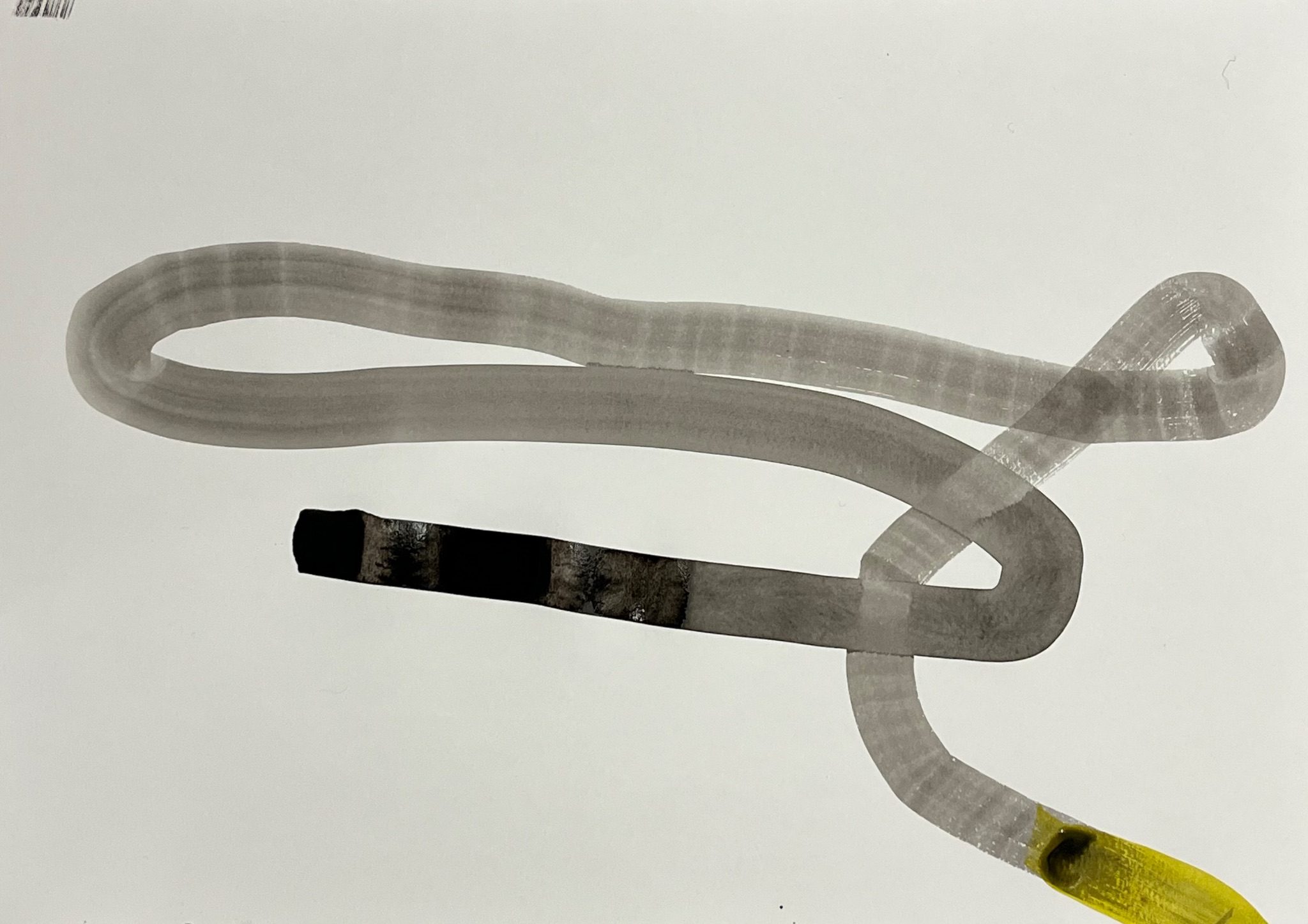 Freehand black line finishing with yellow