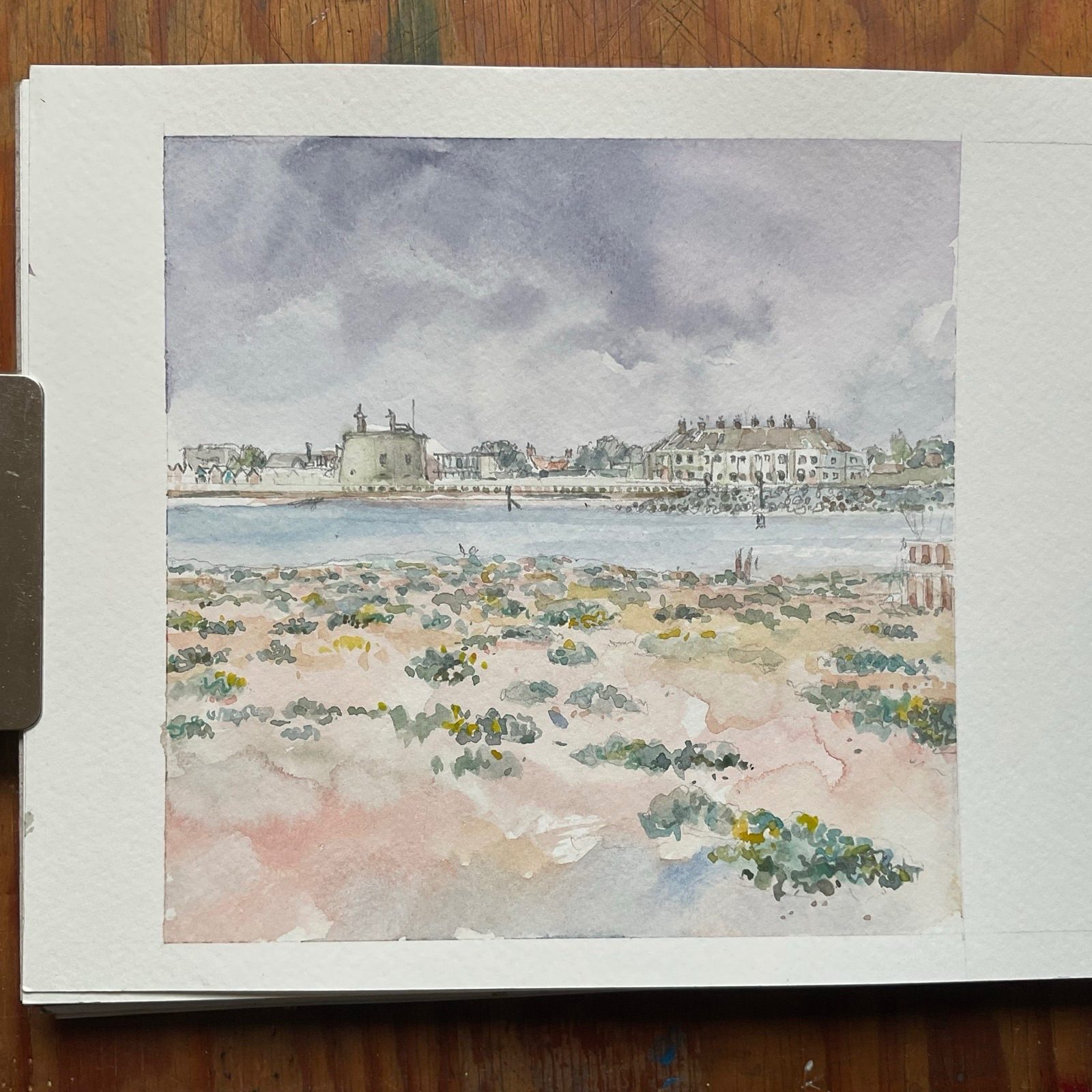 Entrance to the River Deben in Suffolk seen from Bawdsey beach. The “black” sky hinting that a rain squall is about to hit