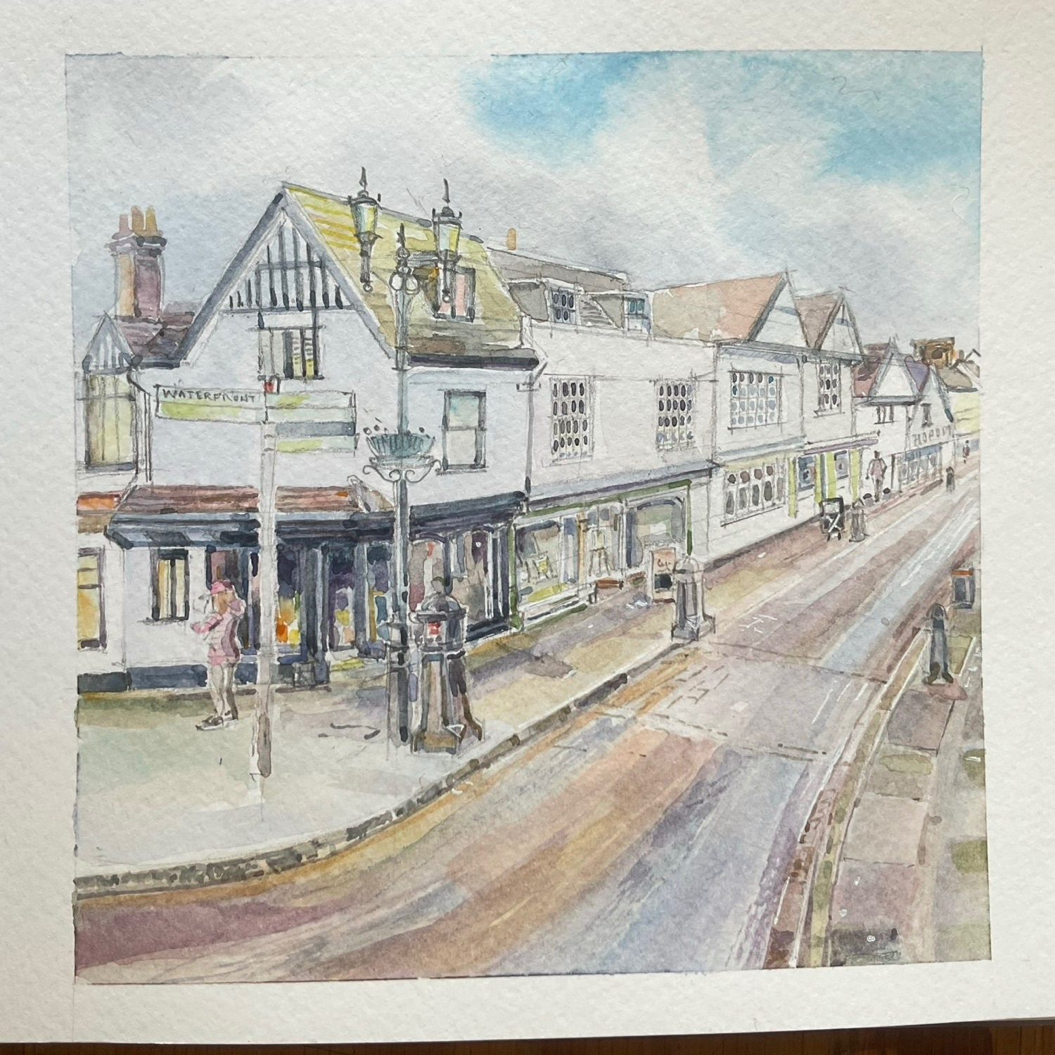 A row of bollards, outside Greenhouse Gallery, where I am currently showing some drawings, St Nicholas St Ipswich Suffolk UK,