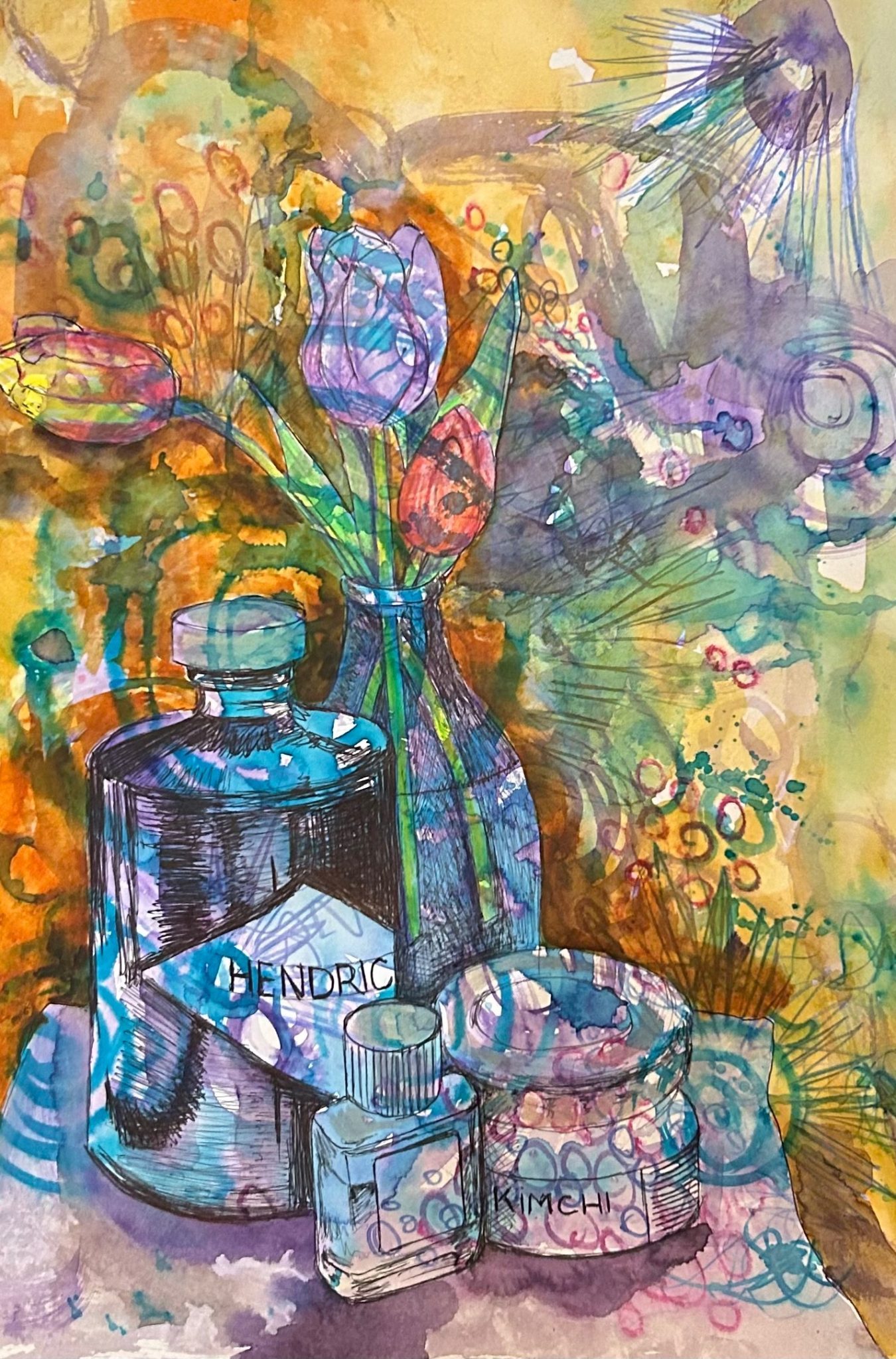 Still life using mixed media