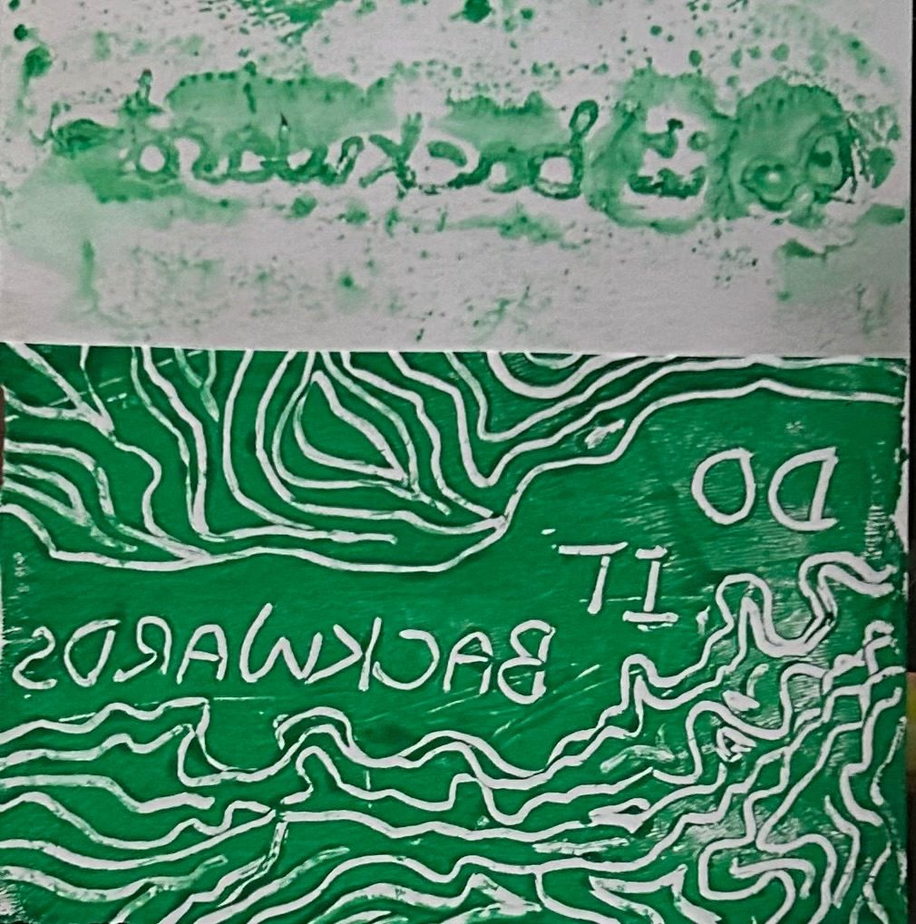 Acrylic, pva glue print and gel plate print