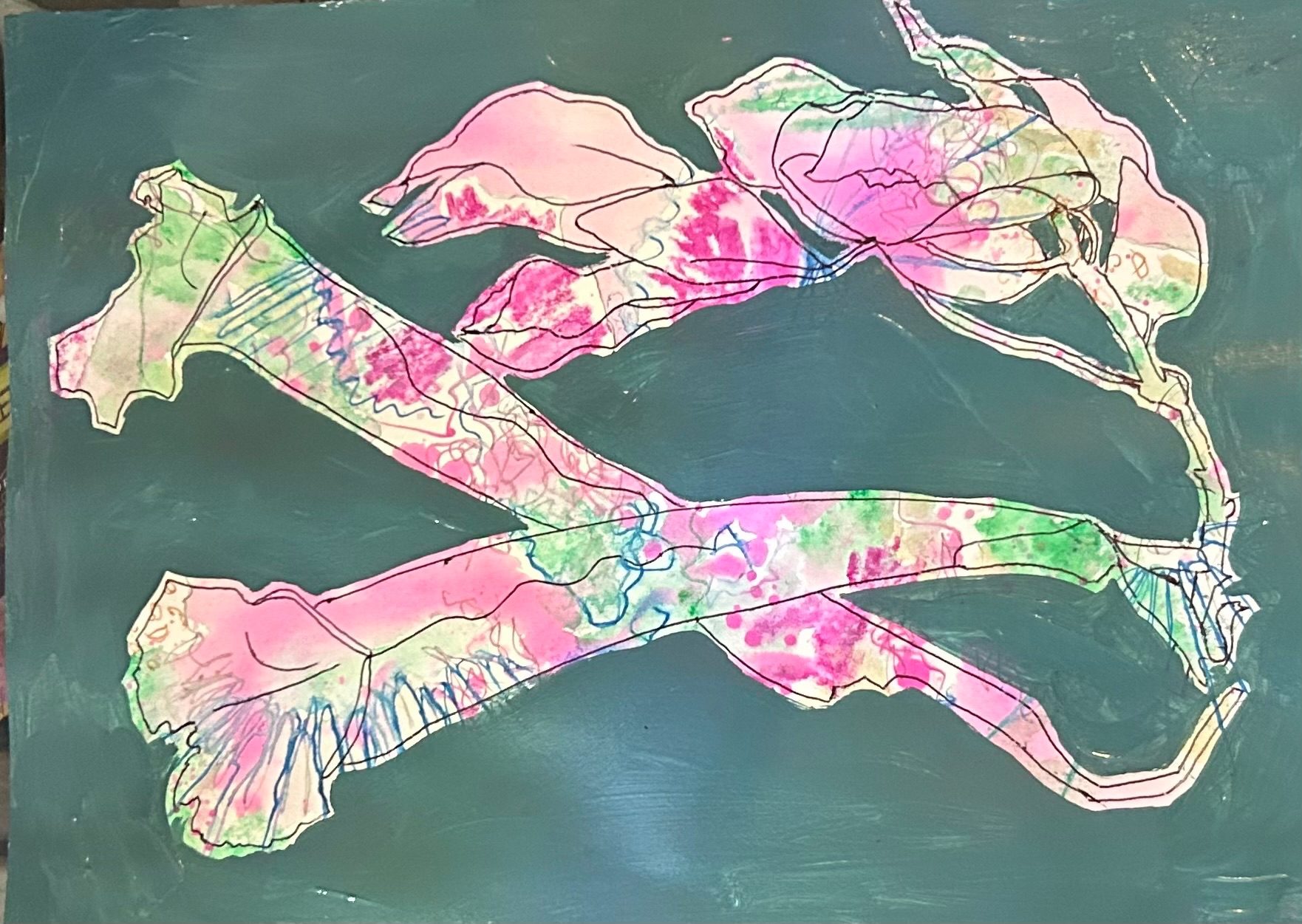 Mixed media- old leaves and seed heads