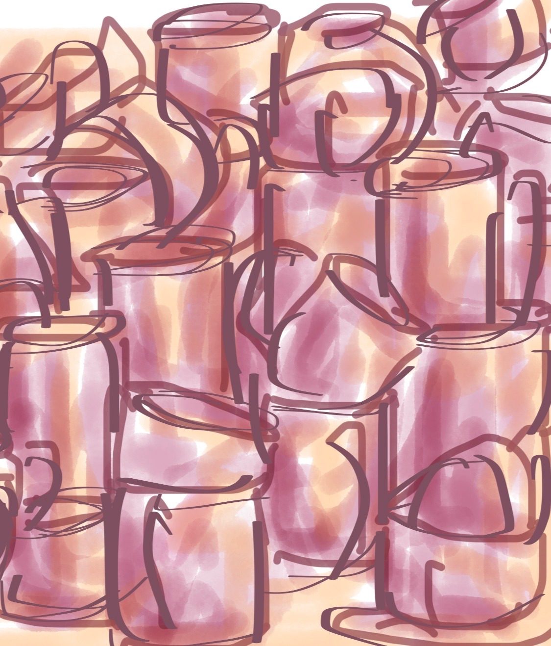 Distal drawing of pile of cups