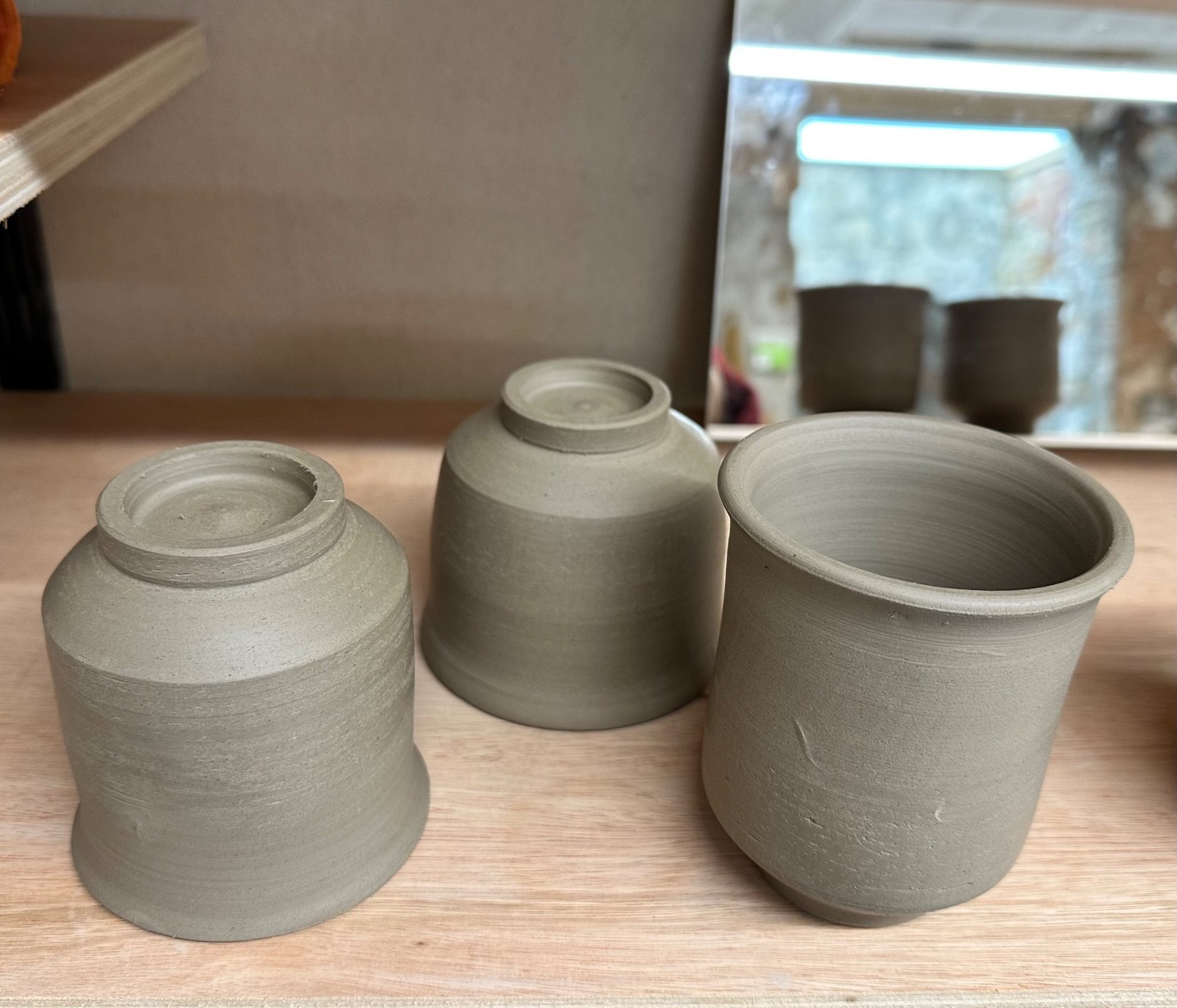 Leatherhard Ceramic teacups