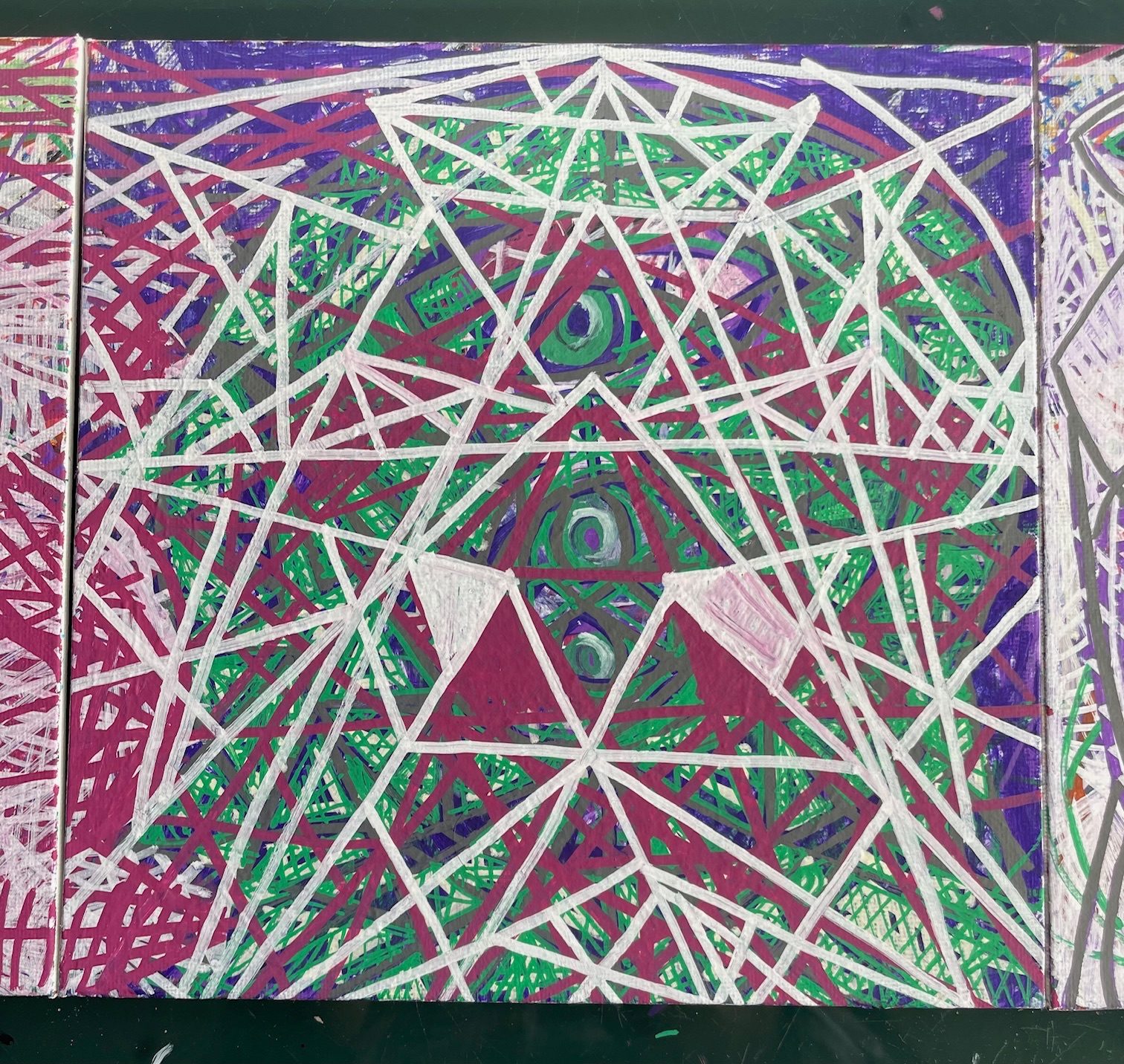 Superimposed geometric form on the artwork from day 2