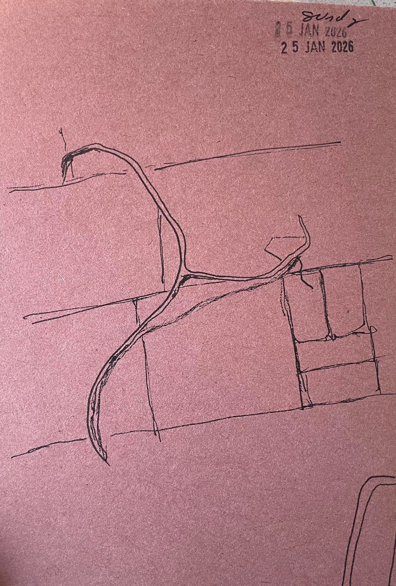 a drawing on pink paper of a glyph