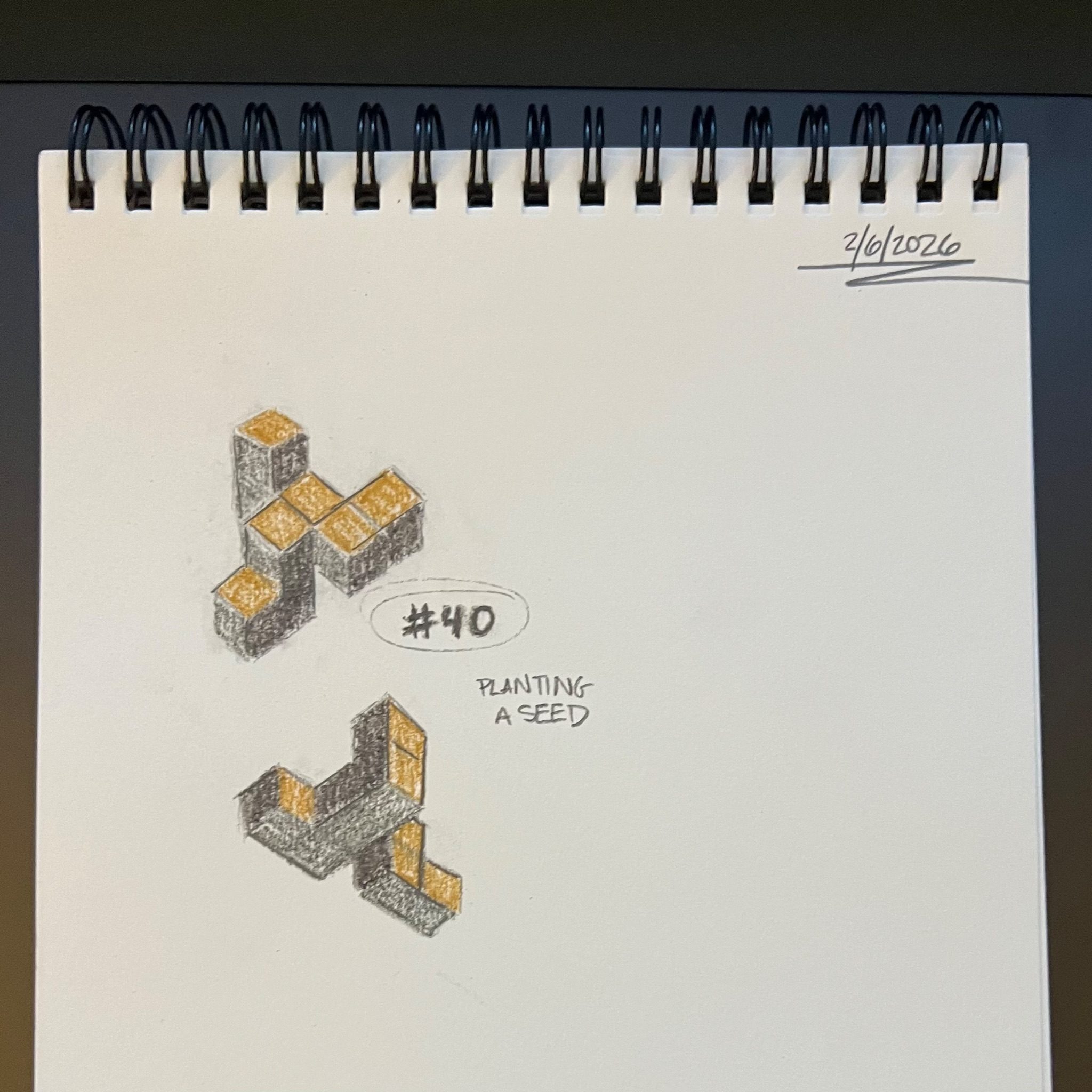 Small colored charcoal drawings of an unfolded hypercube in two different orientations