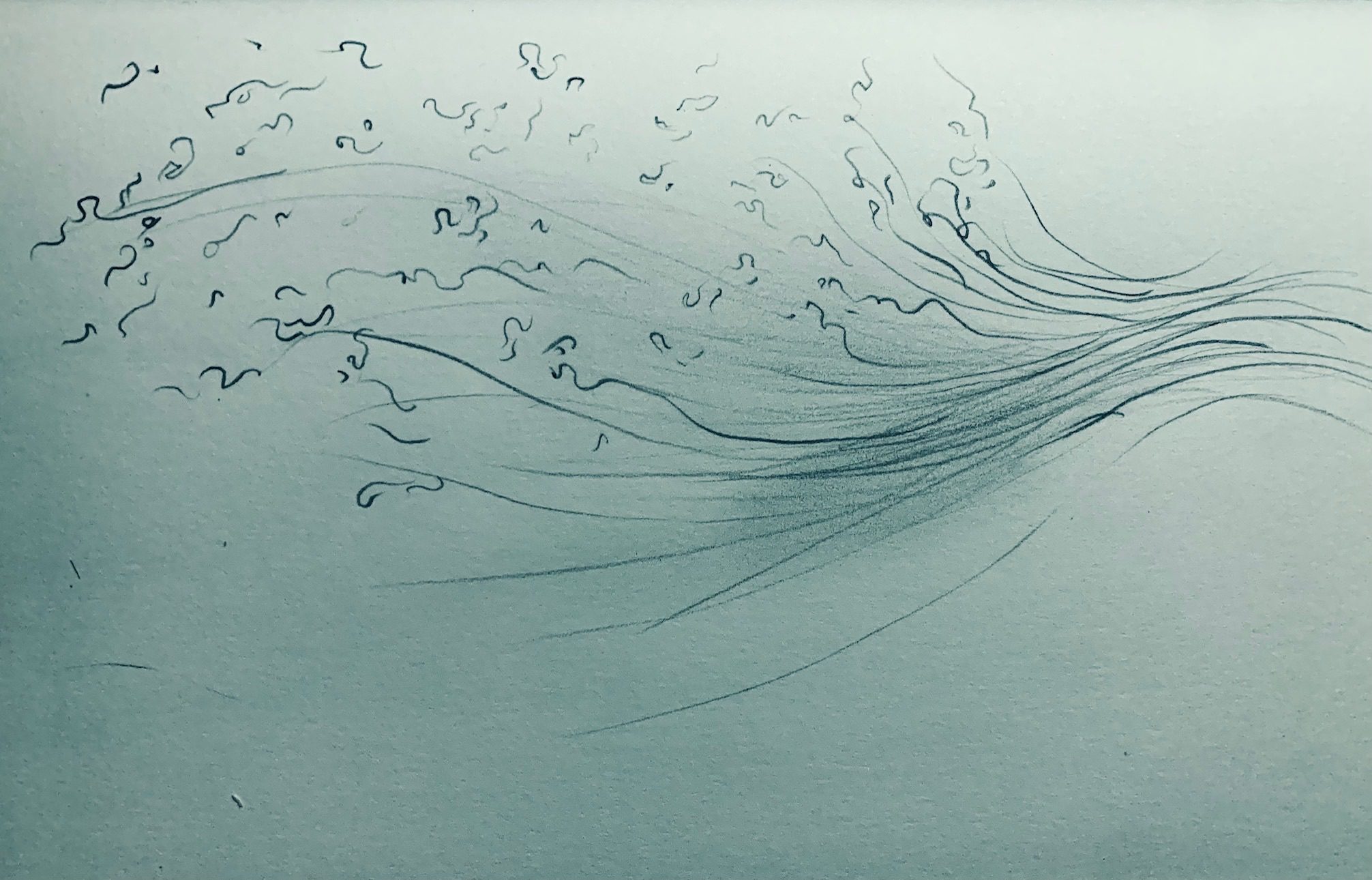 pencil drawing of a wave energy