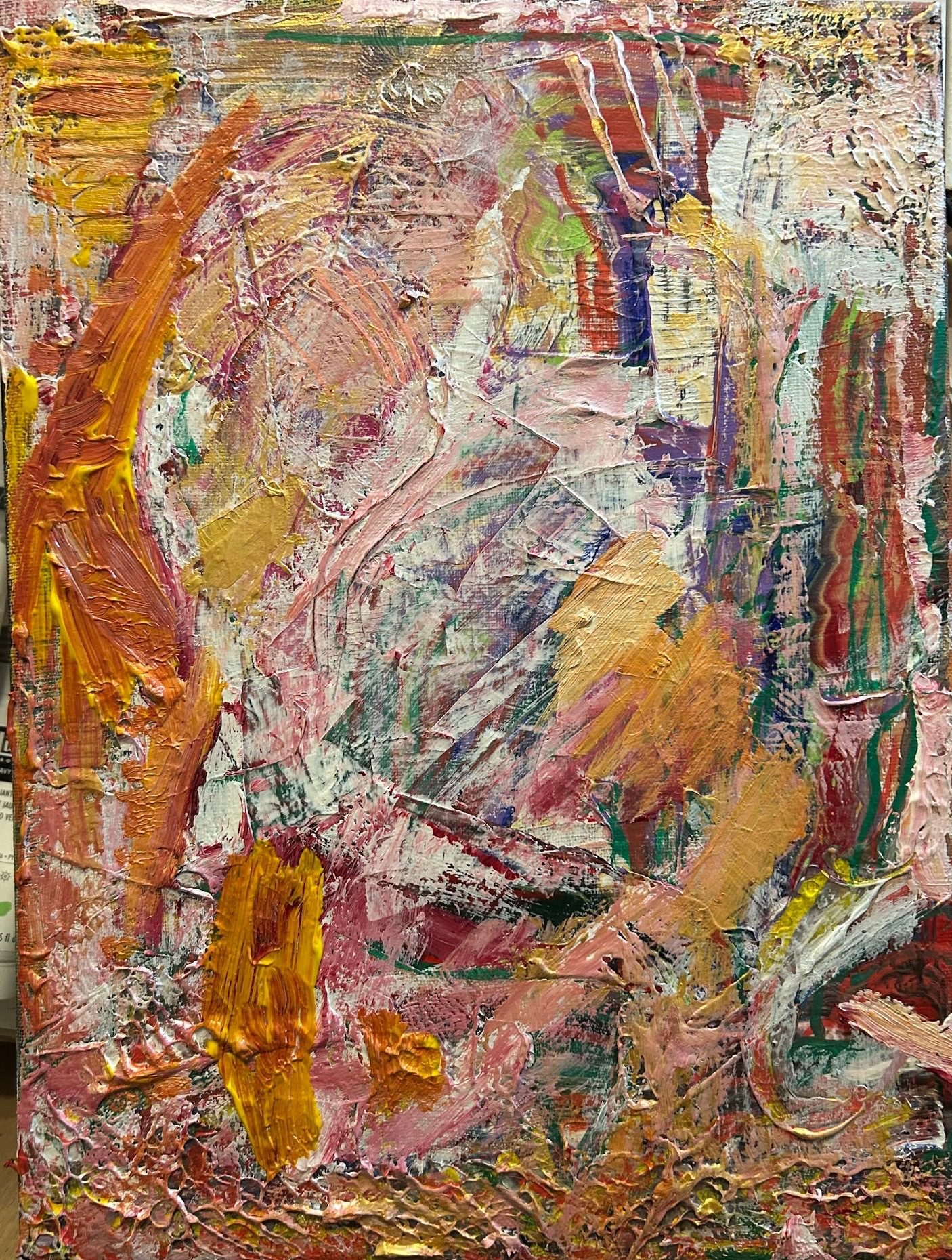 Abstract acrylic painting with textures