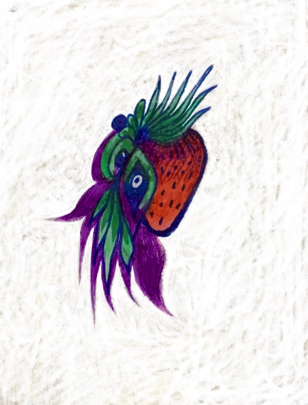 Graphic drawing of a fruit with decoration