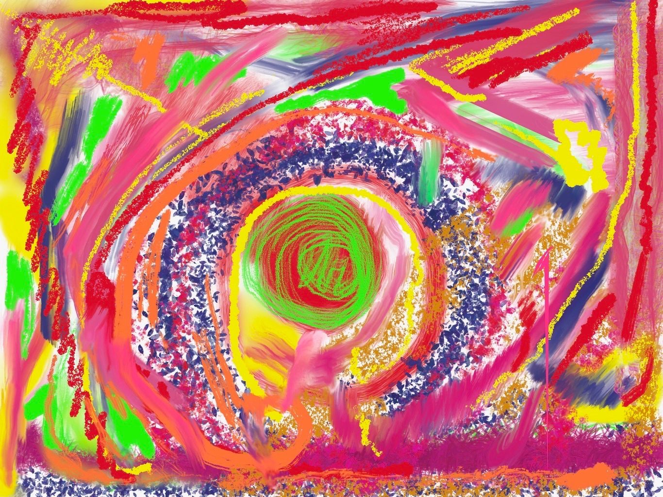 Digital doodles experiment with brush types and textures in a proprietary software application.