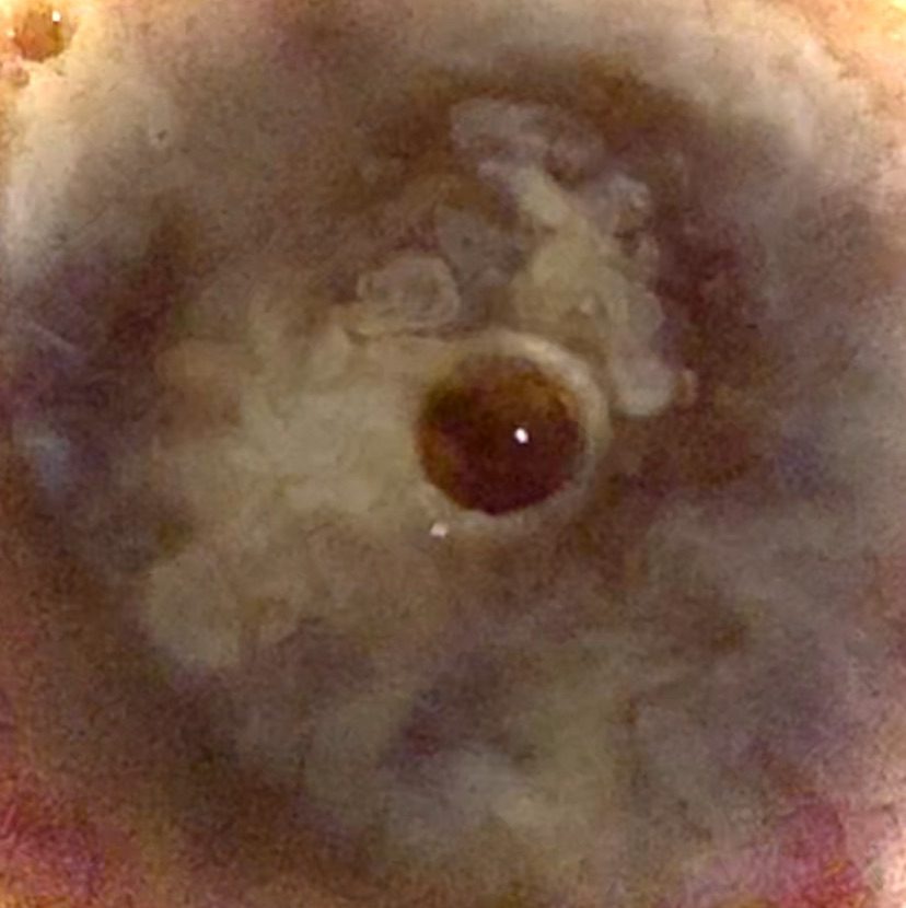 Photograph of liquid with a bubble reflection