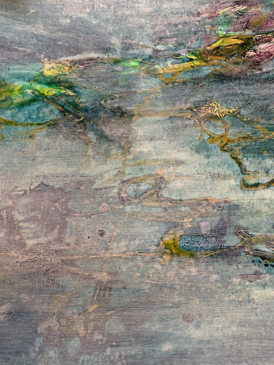 Ink painting of layers semitransparent and opaque textures