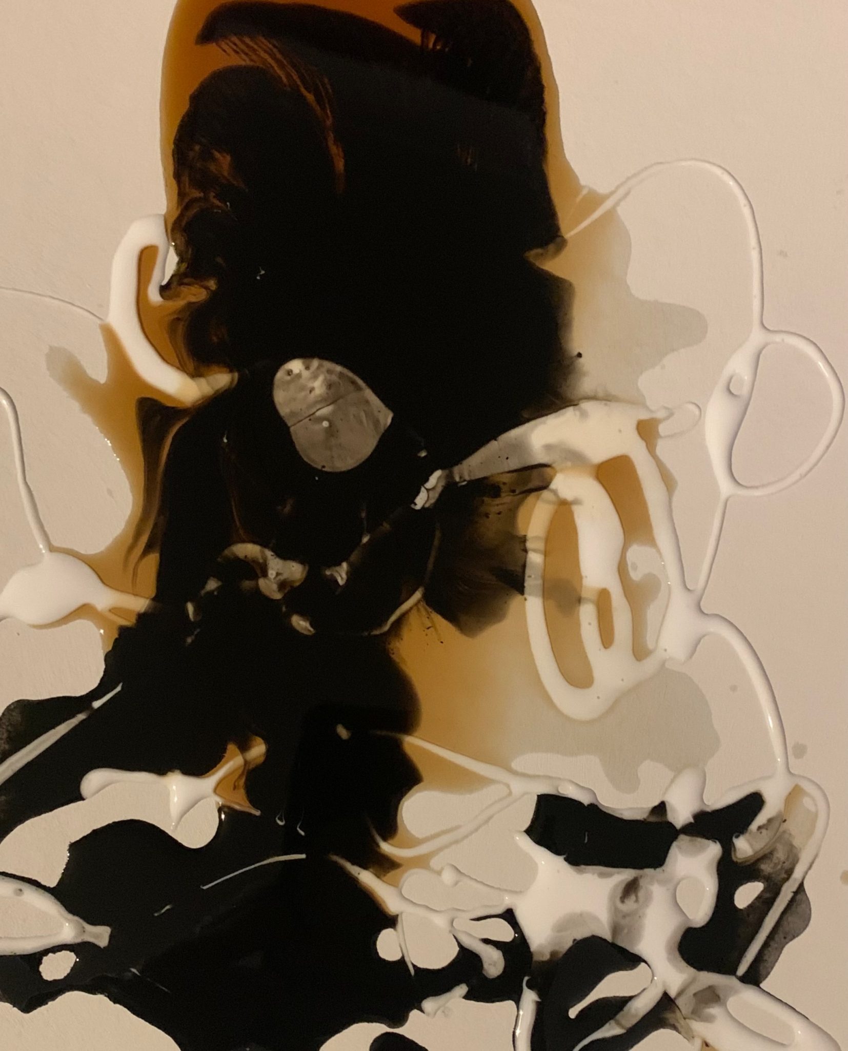 Painting lines black brown white intertwining