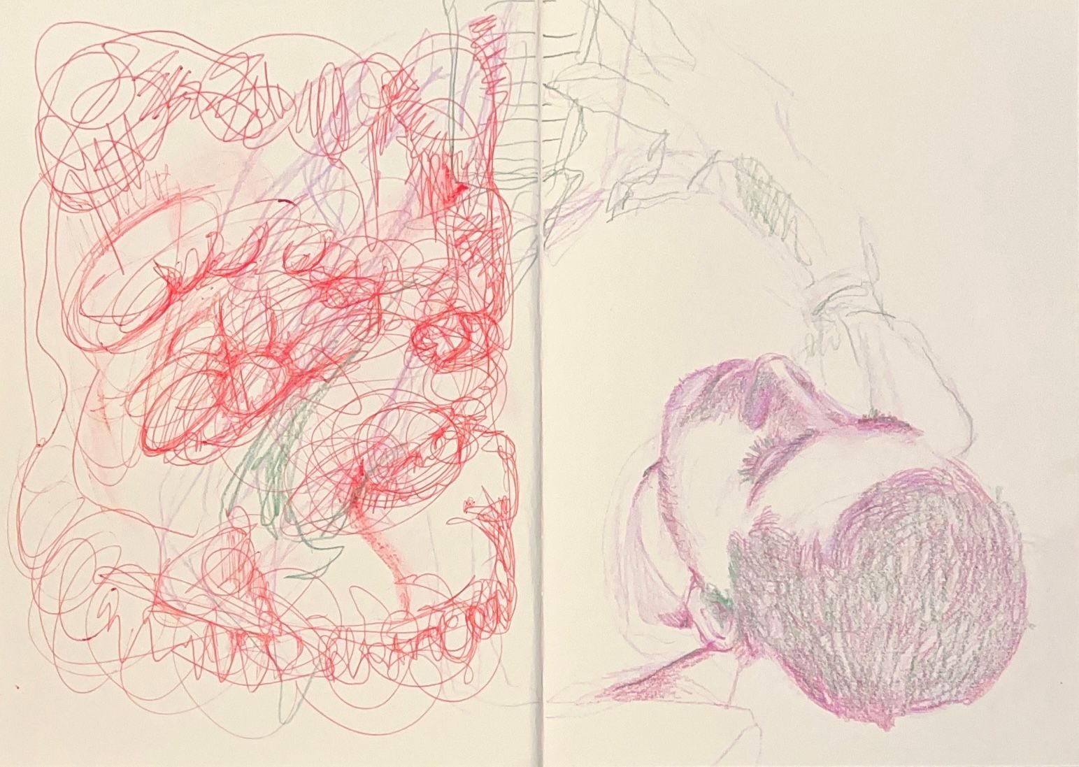 pencil sketch of man on phone